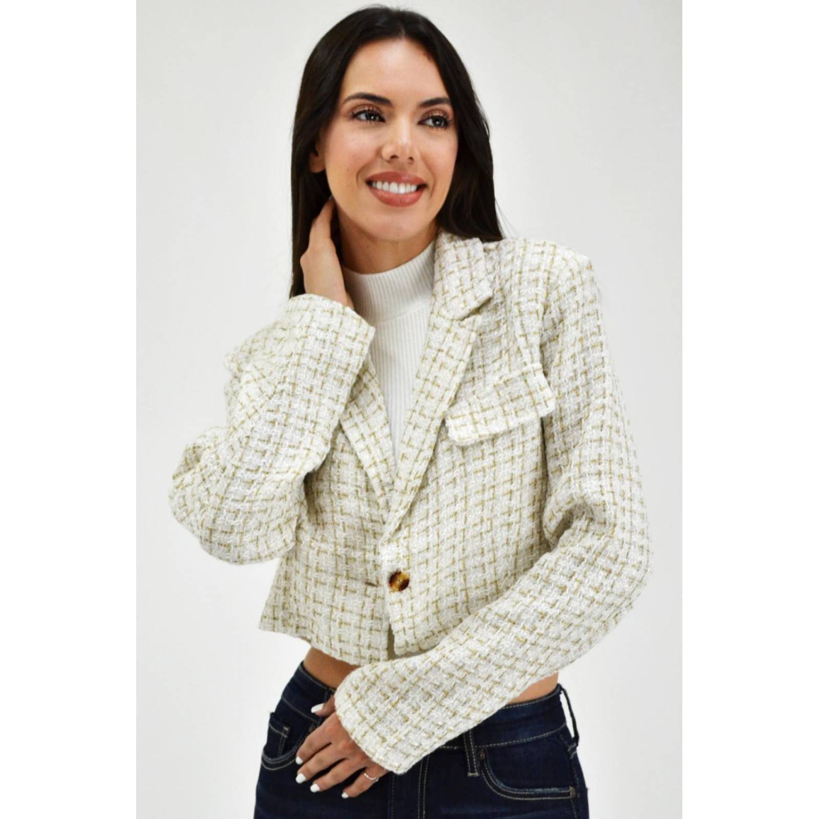 Chaqueta tipo de chanel /Juvenil, 8001 (Blanco) 