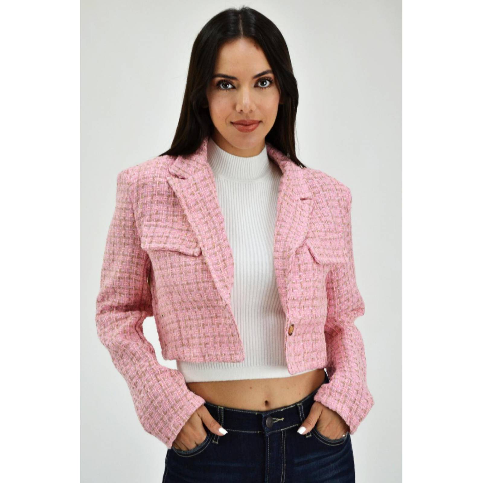 Chaqueta tipo de chanel /Juvenil, 8001 (Rosa) 