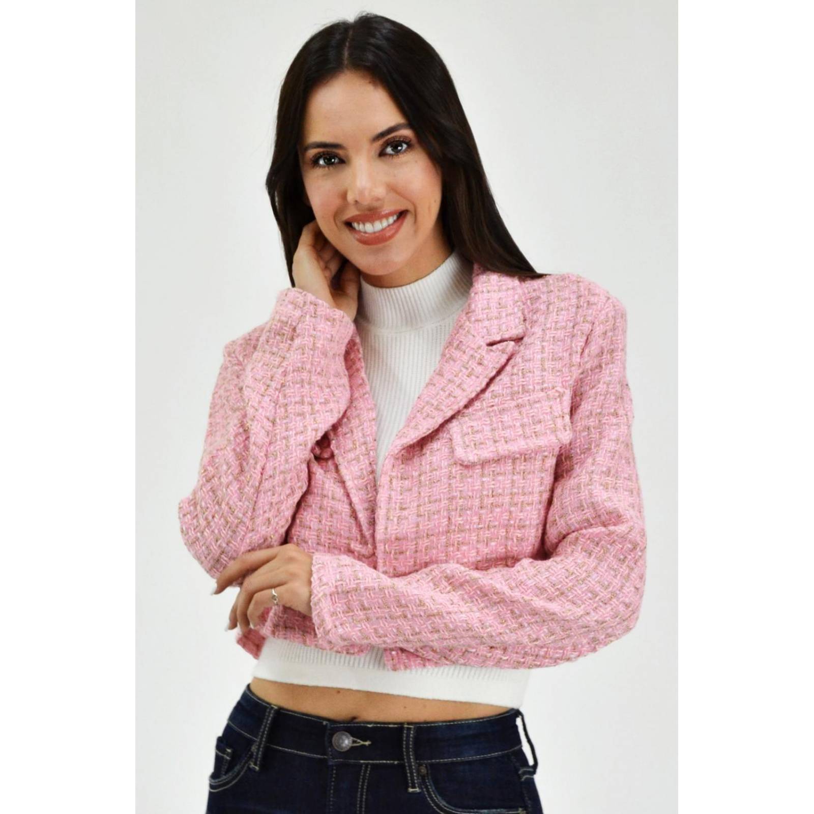 Chaqueta tipo de chanel /Juvenil, 8001 (Rosa) 