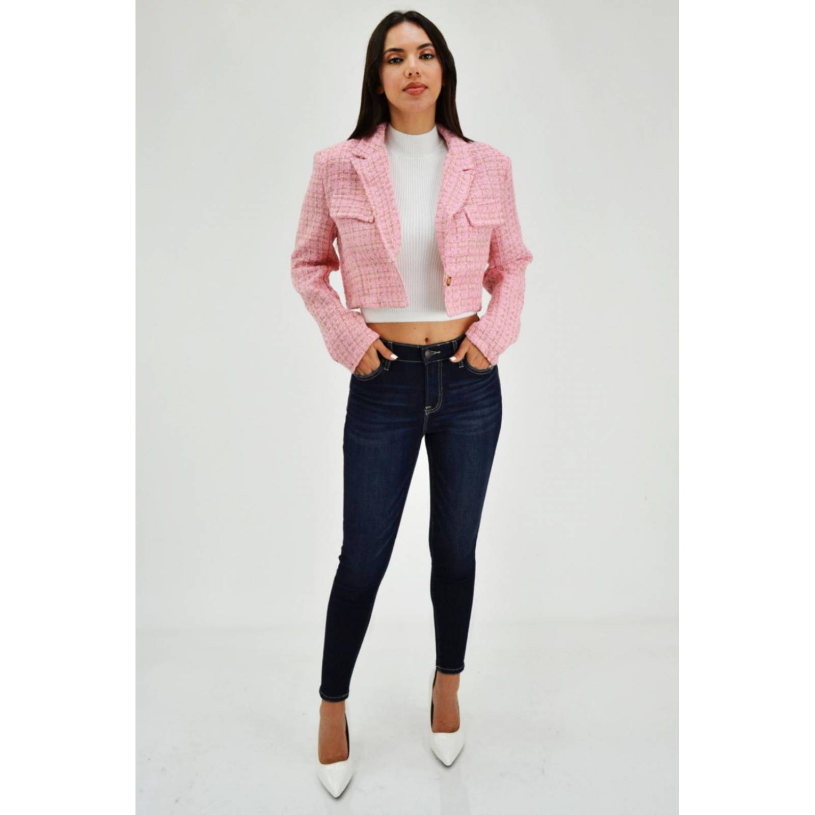 Chaqueta tipo de chanel /Juvenil, 8001 (Rosa) 
