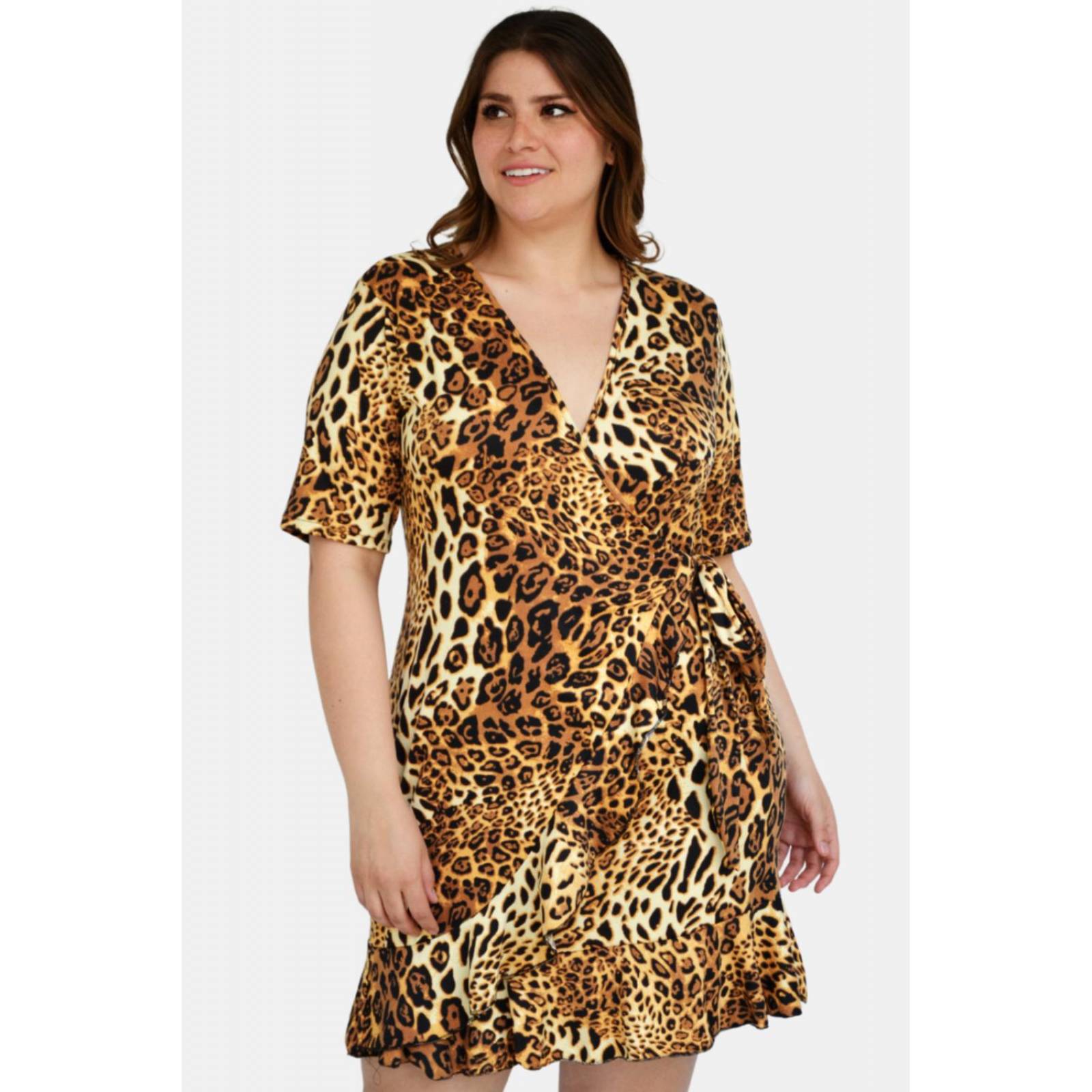 Vestido escote cruzado Roman Fashion /Tallas Extras, 4266 (Animal print) 