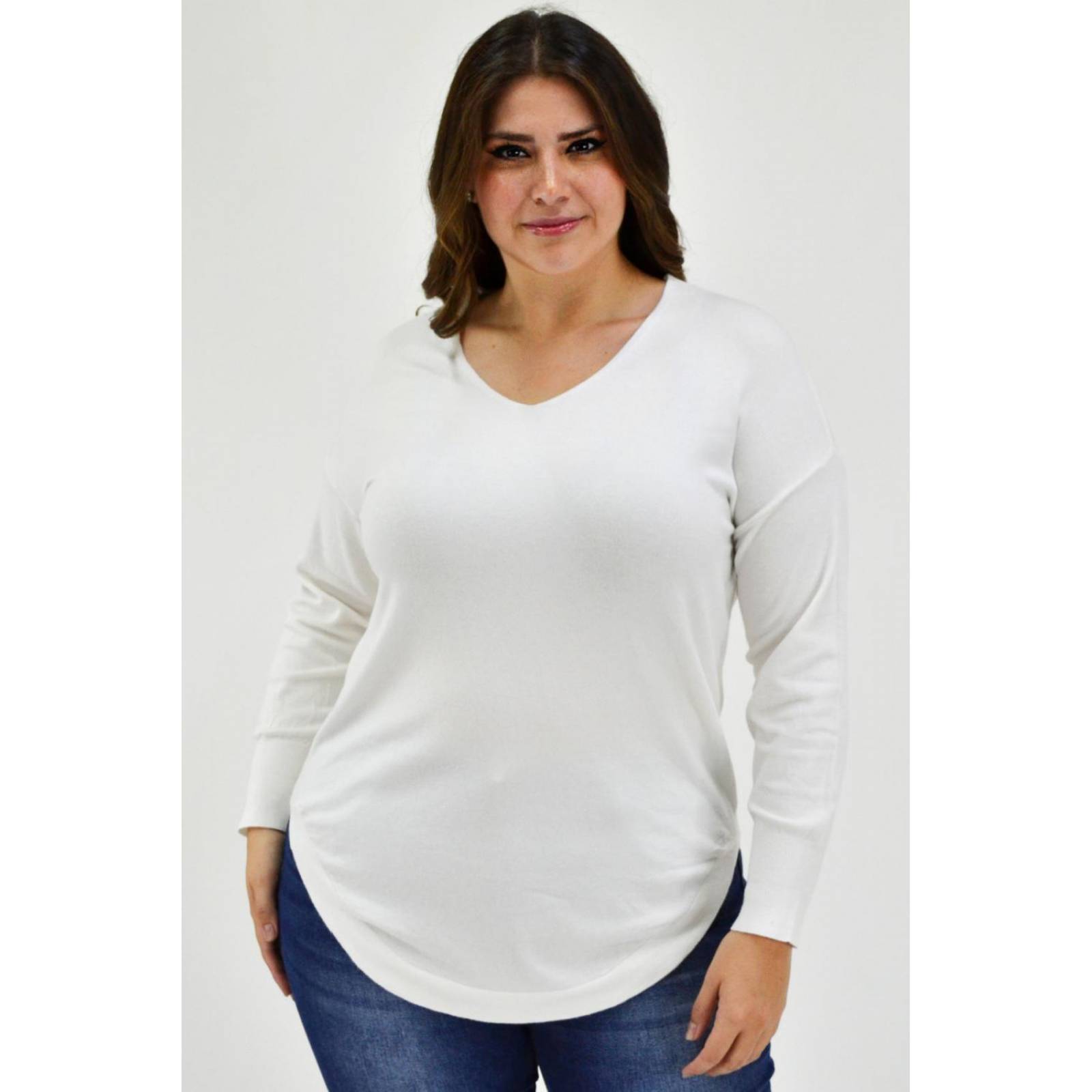 Blusa tipo sueter Tallas Extras, 9855 (Blanco) 
