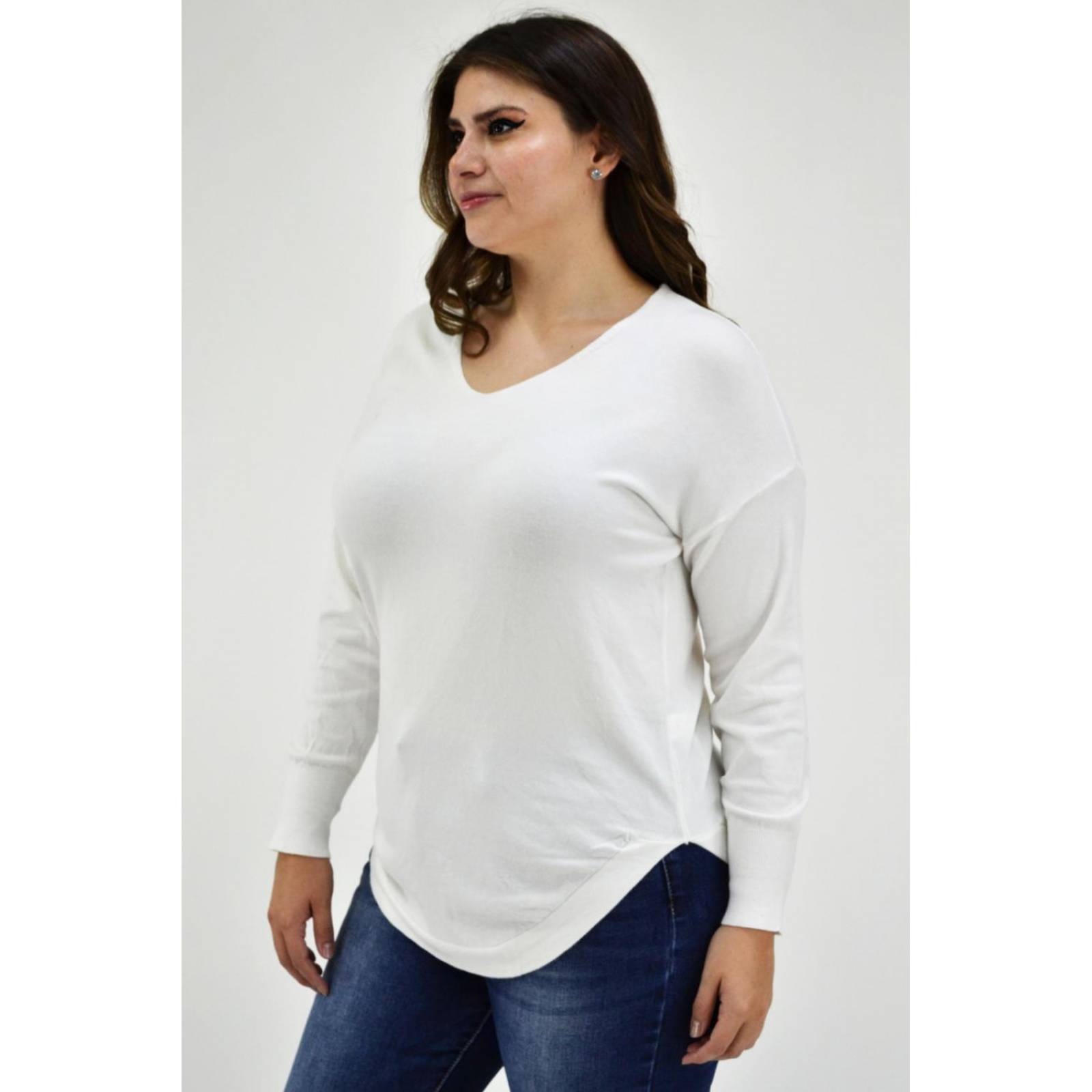 Blusa tipo sueter Tallas Extras, 9855 (Blanco) 
