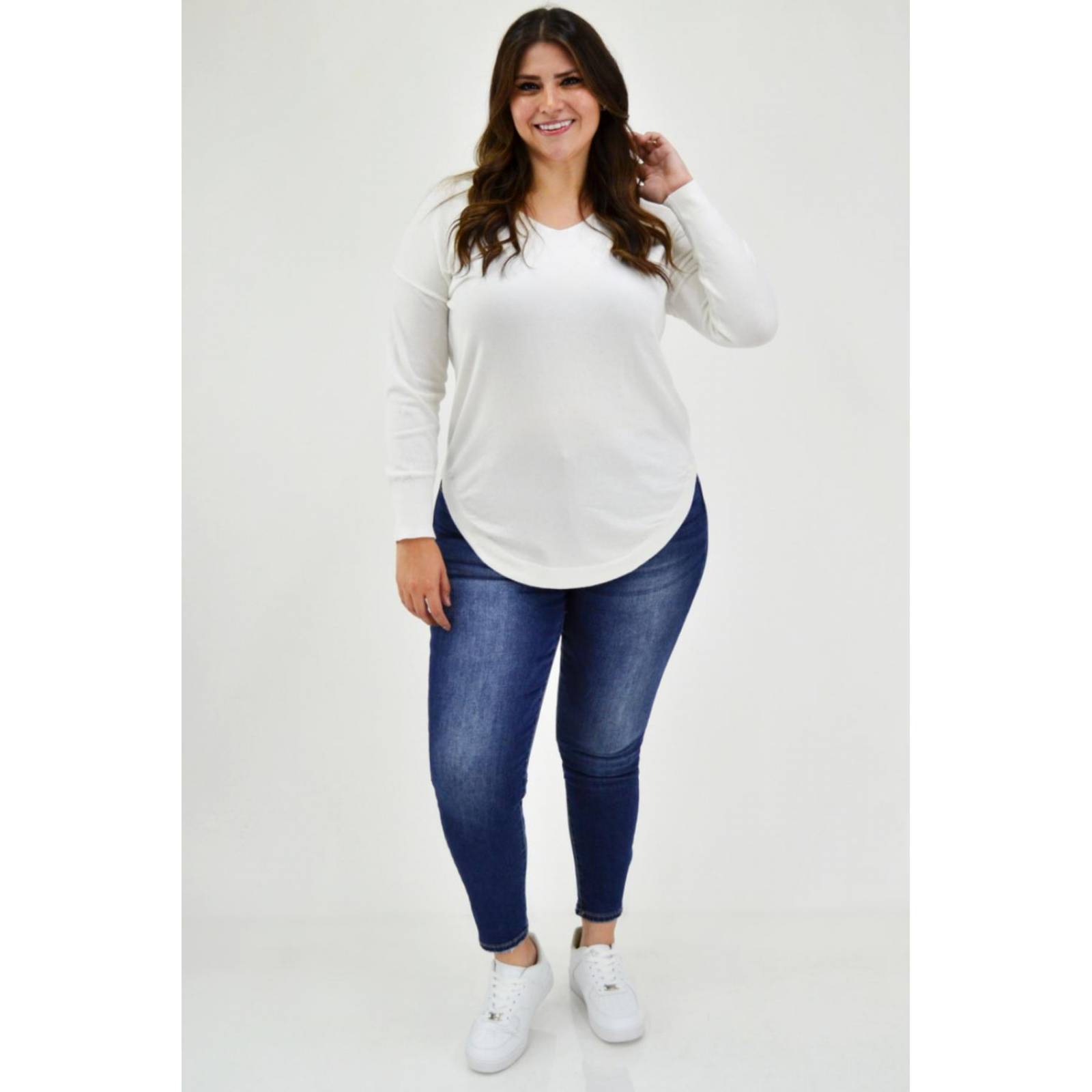 Blusa tipo sueter Tallas Extras, 9855 (Blanco) 