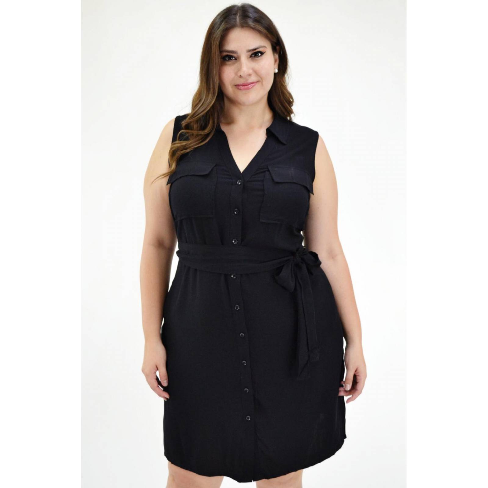 Vestido sin manga Tallas Extras, 1120 (Negro) 