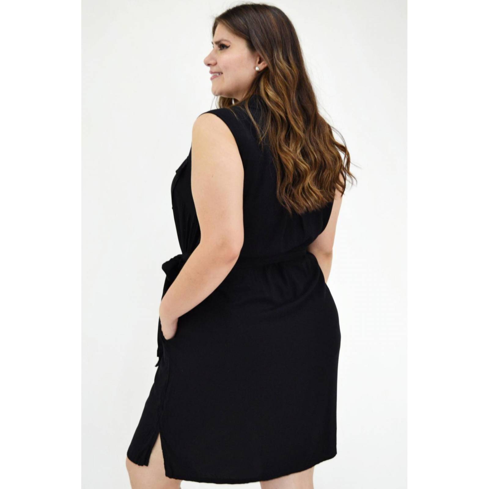 Vestido sin manga Tallas Extras, 1120 (Negro) 