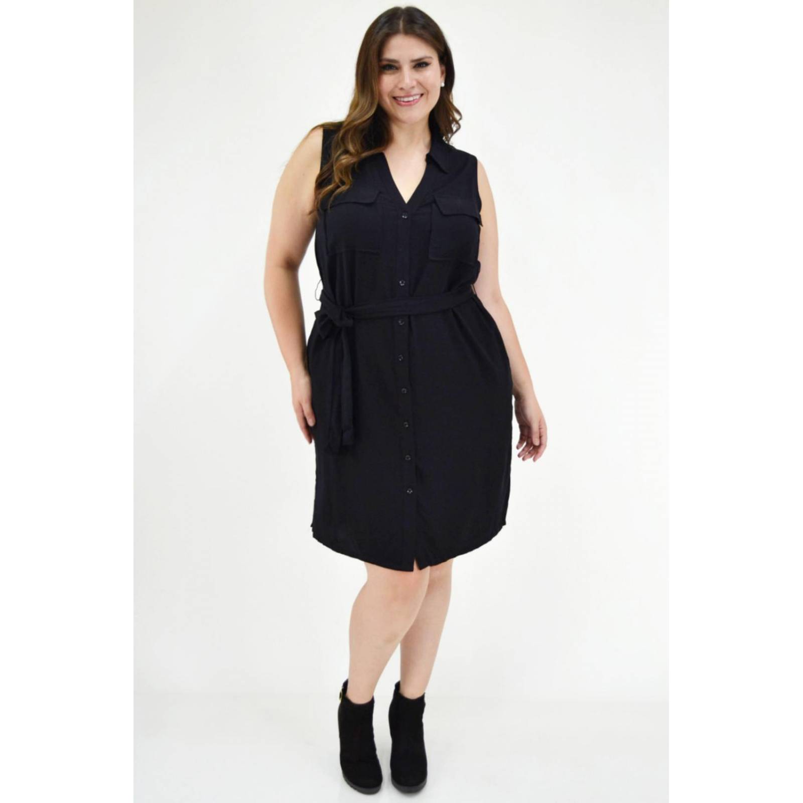 Vestido sin manga Tallas Extras, 1120 (Negro) 