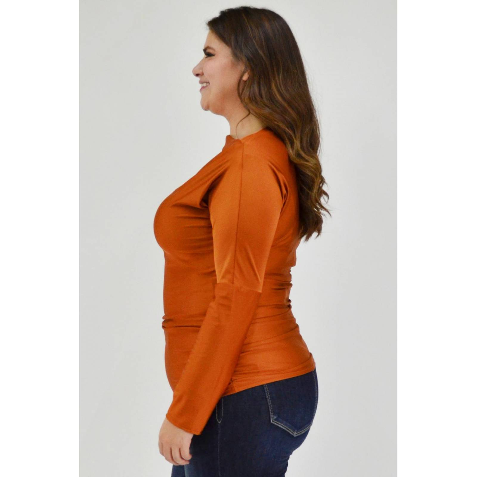 Blusa escote barco Roman Fashion, 1852 (Cafe)