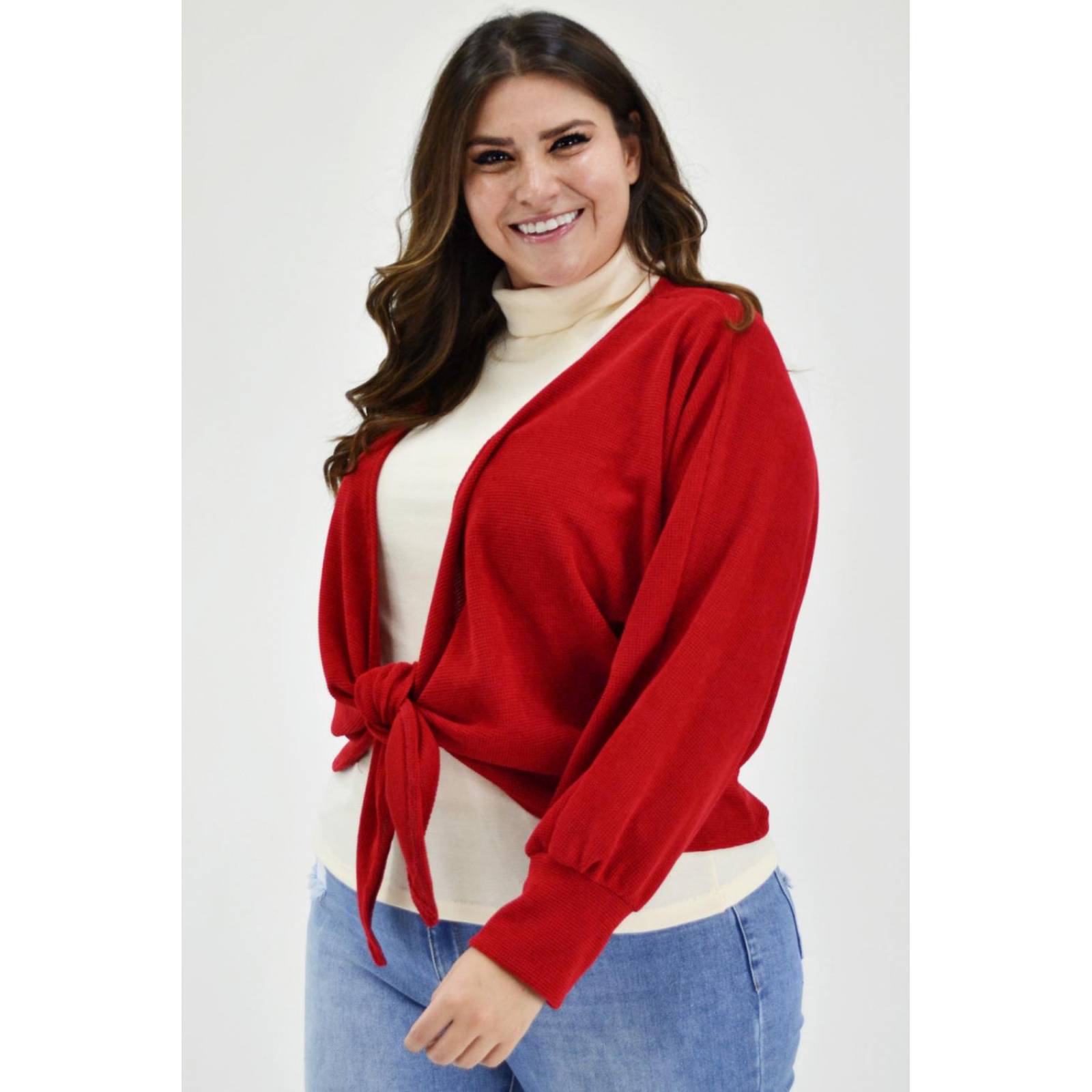Cárdigan con nudo Roman Fashion /Tallas Extras, 1847 (Rojo) 