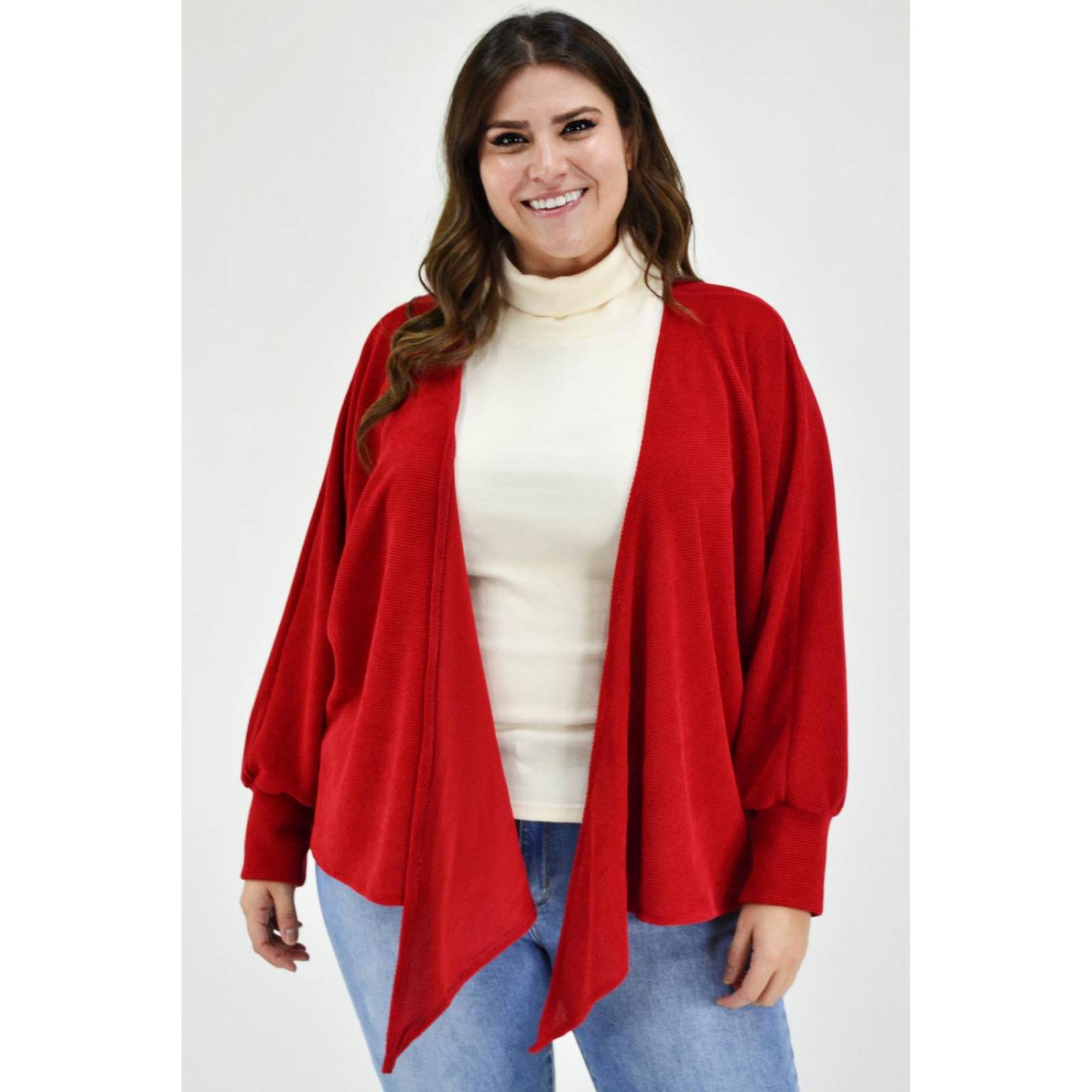 Cárdigan con nudo Roman Fashion /Tallas Extras, 1847 (Rojo) 