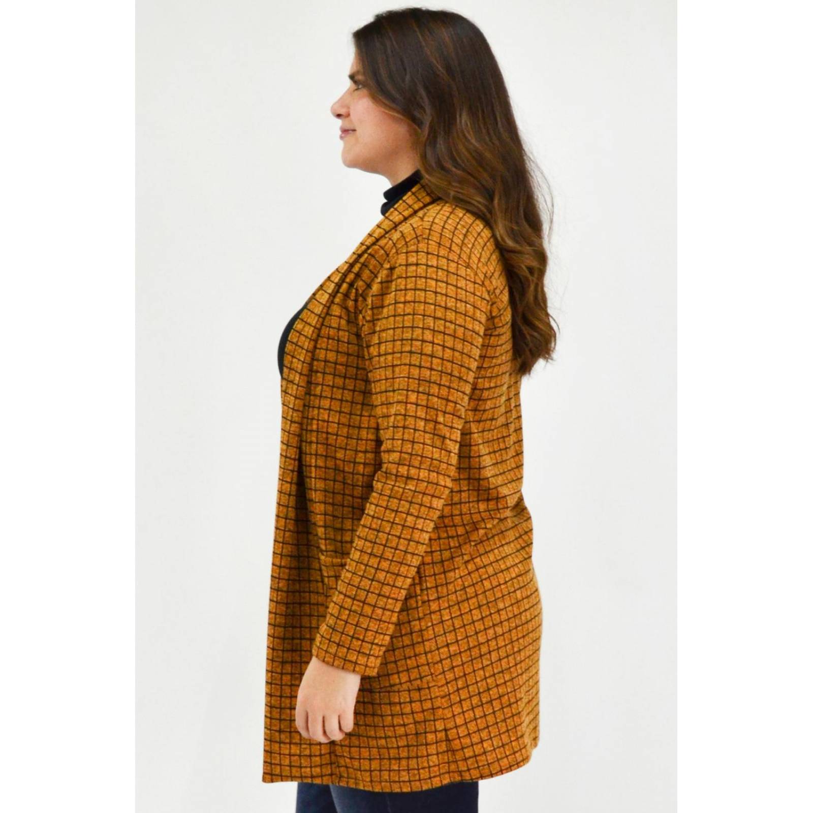 Ensamble tejido Roman FashionTallas Extras, 8008 (Mostaza cuadros) 