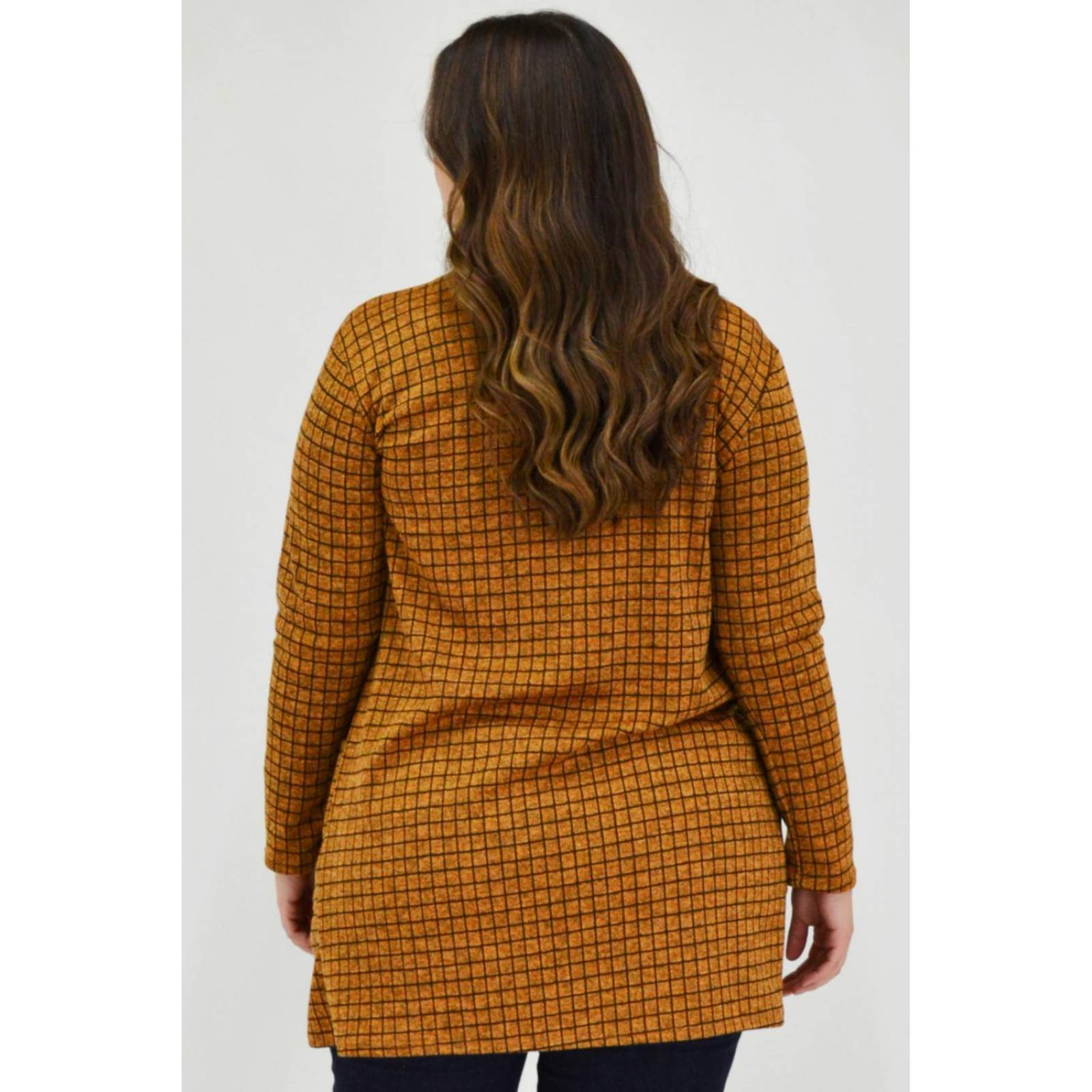 Ensamble tejido Roman FashionTallas Extras, 8008 (Mostaza cuadros) 