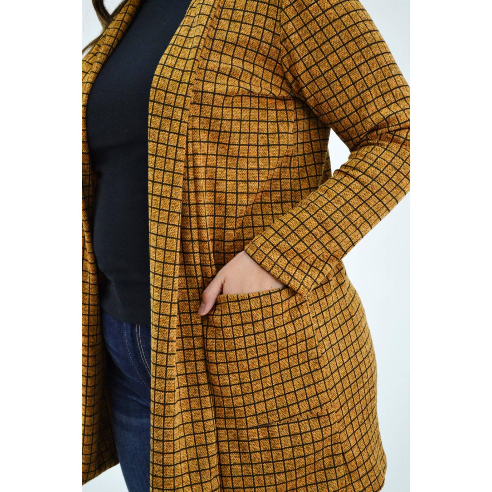 Ensamble tejido Roman FashionTallas Extras, 8008 (Mostaza cuadros) 