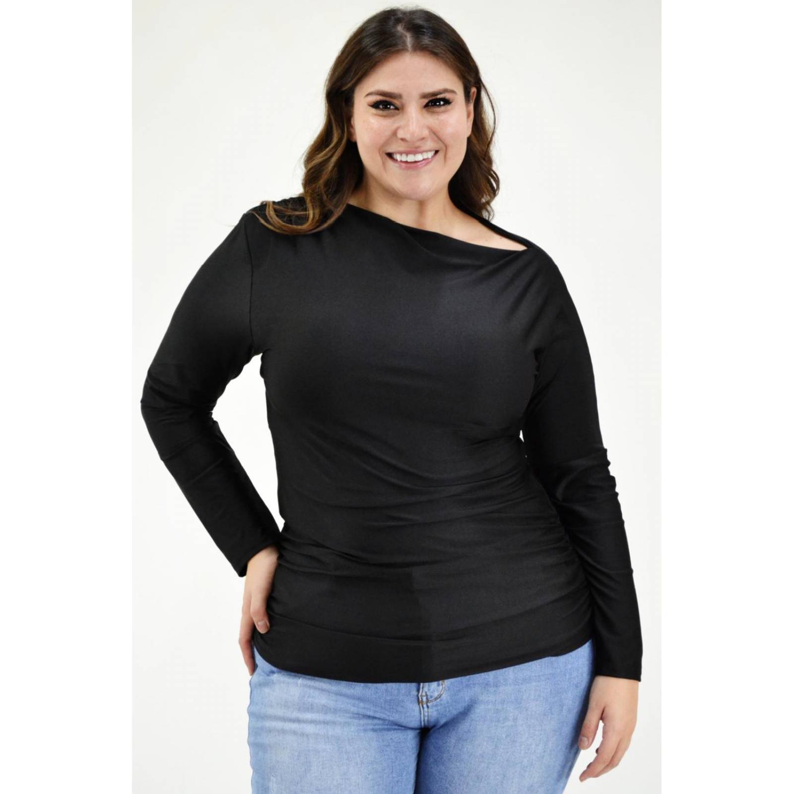 Blusa escote barco Roman Fashion, 1852 (Negro) 