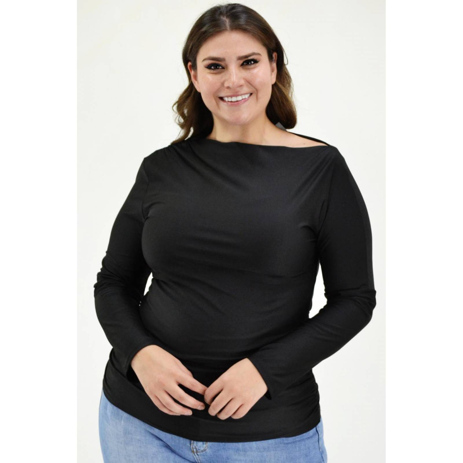 Blusa escote barco Roman Fashion, 1852 (Negro) 