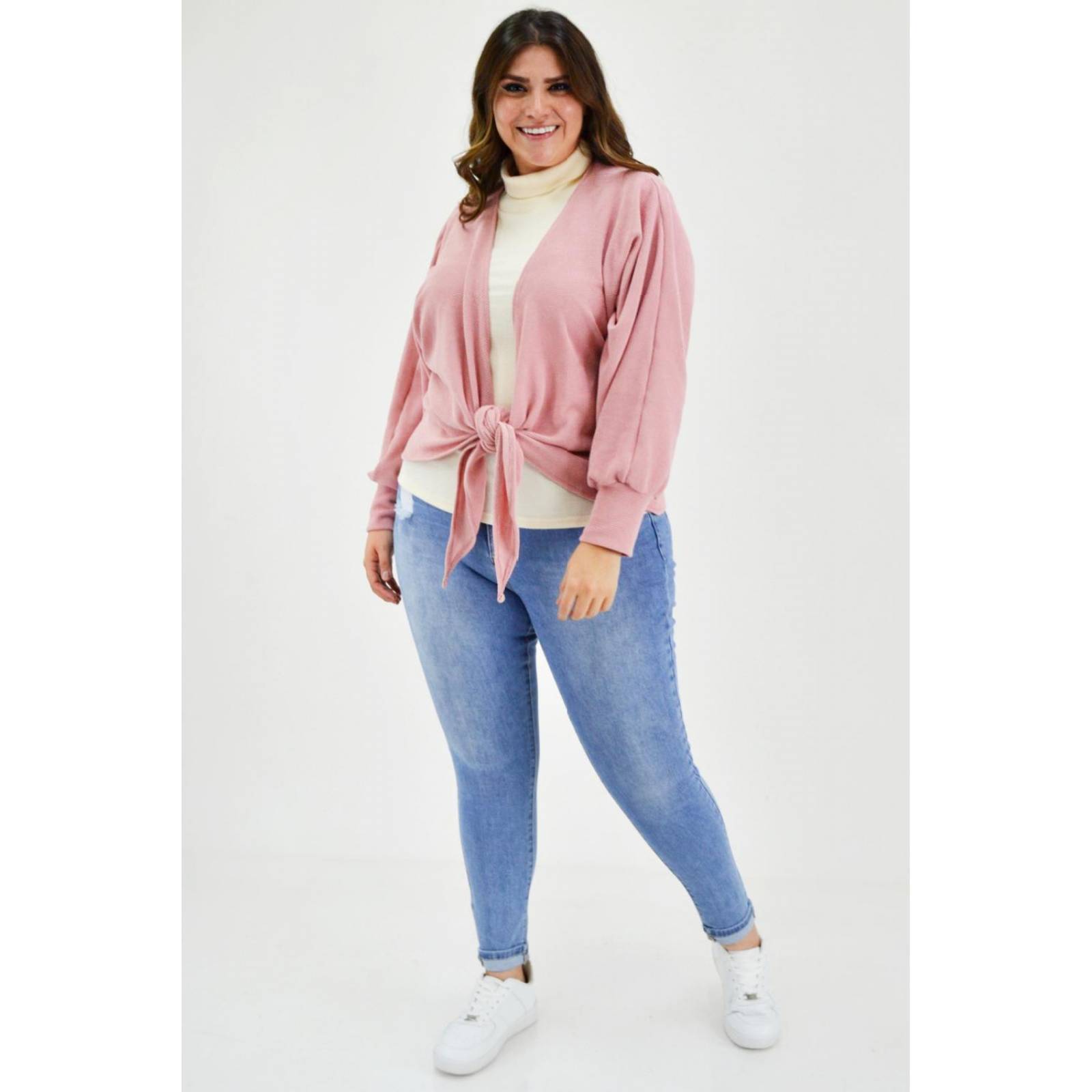 Cárdigan con nudo Roman Fashion /Tallas Extras, 1847 (Rosa) 