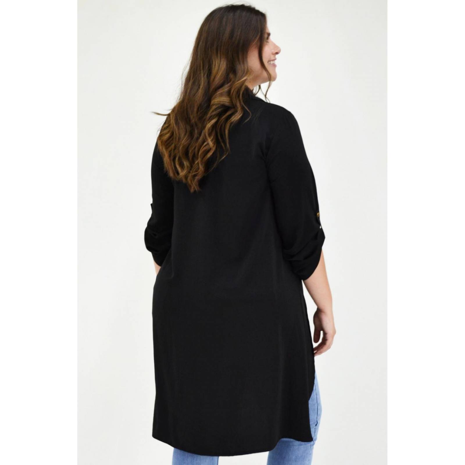 Maxiblusa asimétrica Roman Fashion /Tallas Extras, 1060 (Negro) 