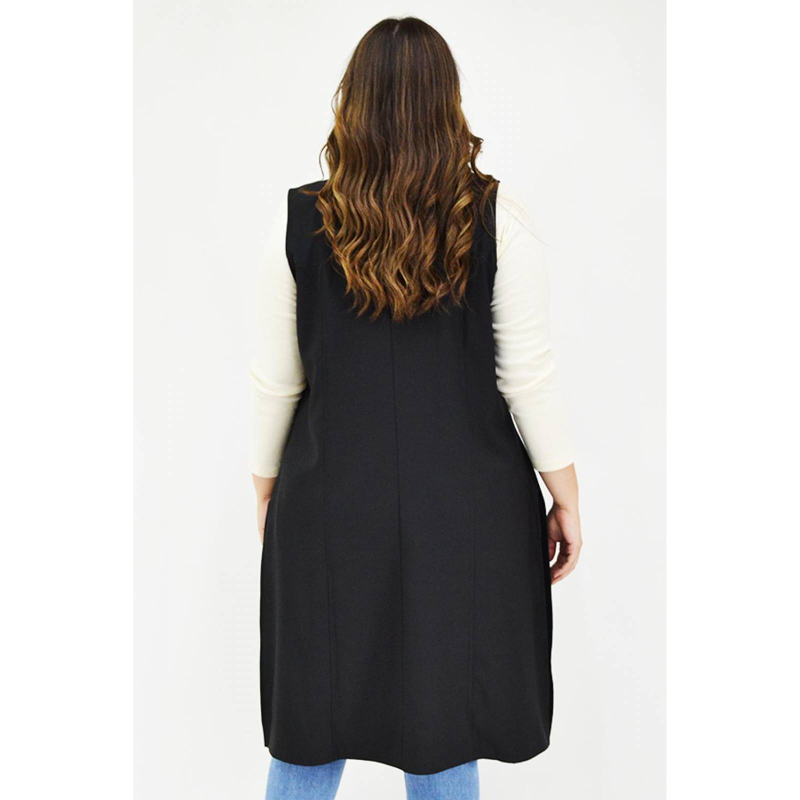 Chaleco largo Roman Fashion /Tallas Extras, 1080, (Negro) 
