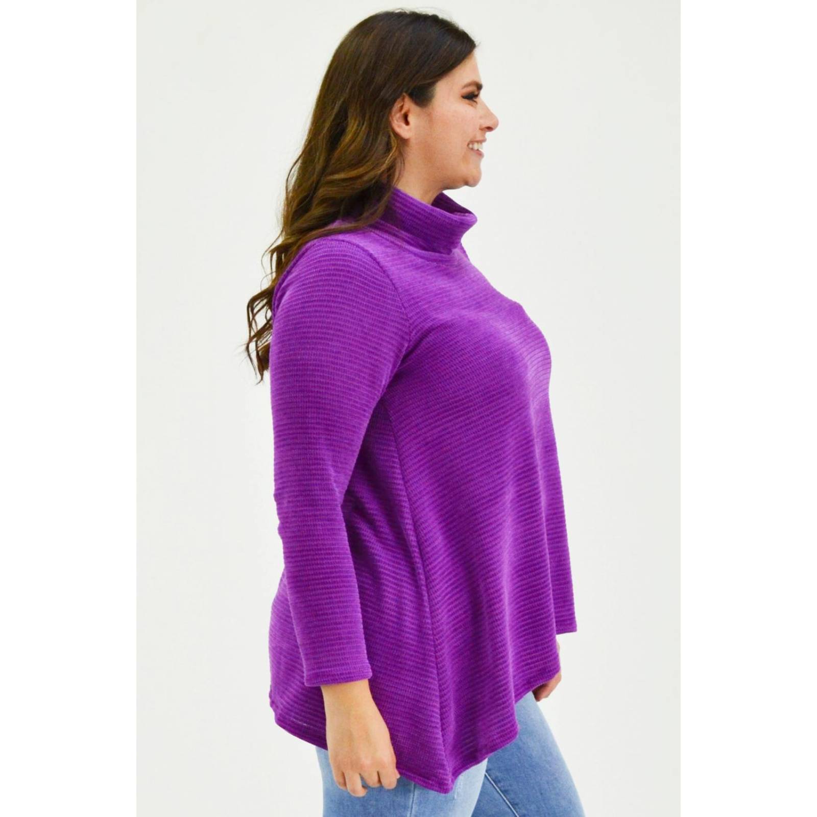 Sueter tejido asimétrico Roman Fashion /Tallas Extras, 8065 (Morado) 