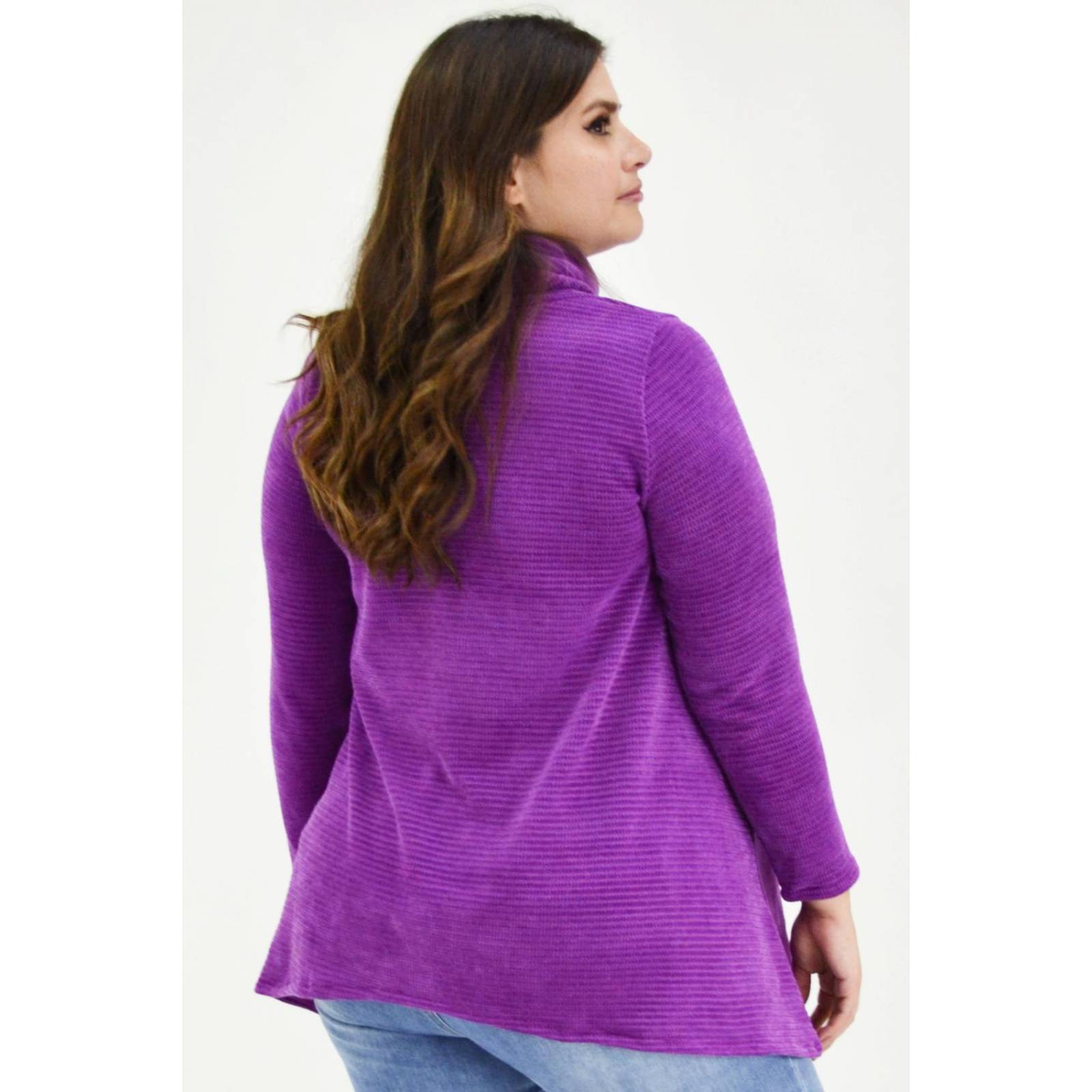 Sueter tejido asimétrico Roman Fashion /Tallas Extras, 8065 (Morado) 