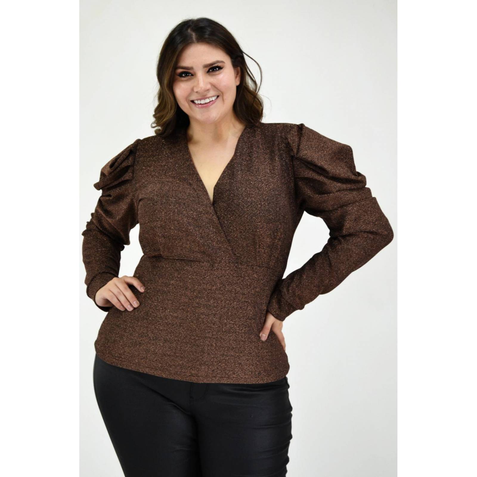 Blusa glitter Roman Fashion /Tallas Extras, 11772 (Cobre) 