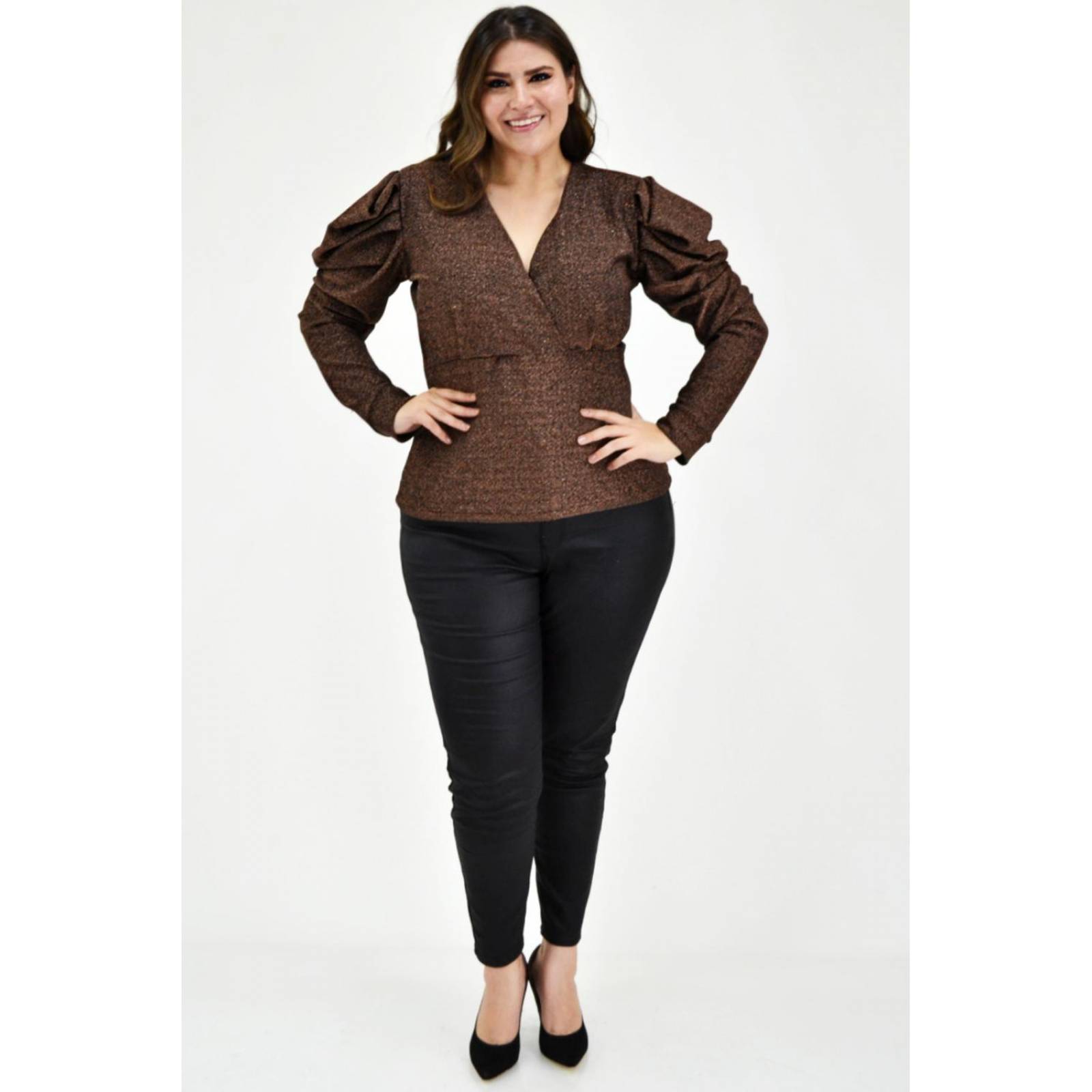 Blusa glitter Roman Fashion /Tallas Extras, 11772 (Cobre) 