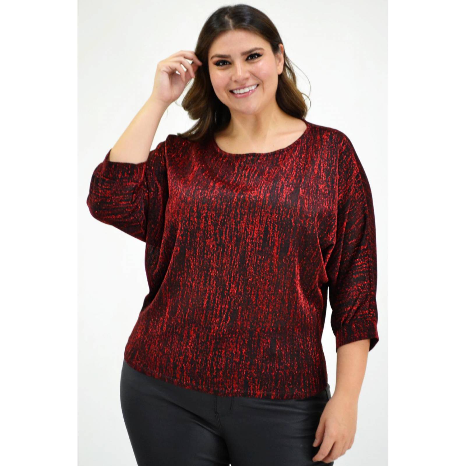 Blusa brillos Roman Fashion /Tallas Extras, 11760 (Rojo) 