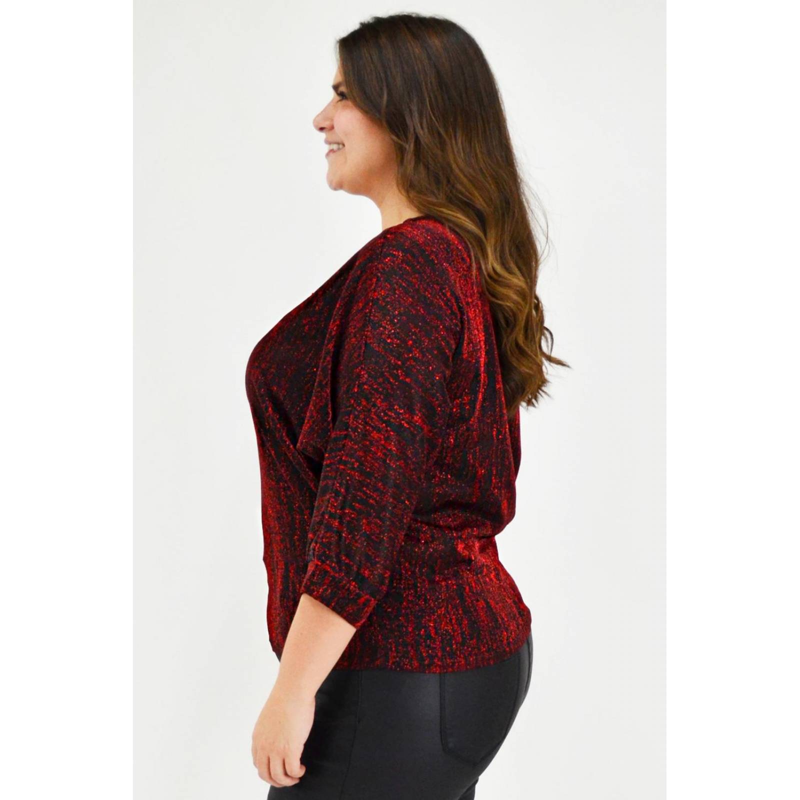 Blusa brillos Roman Fashion /Tallas Extras, 11760 (Rojo) 