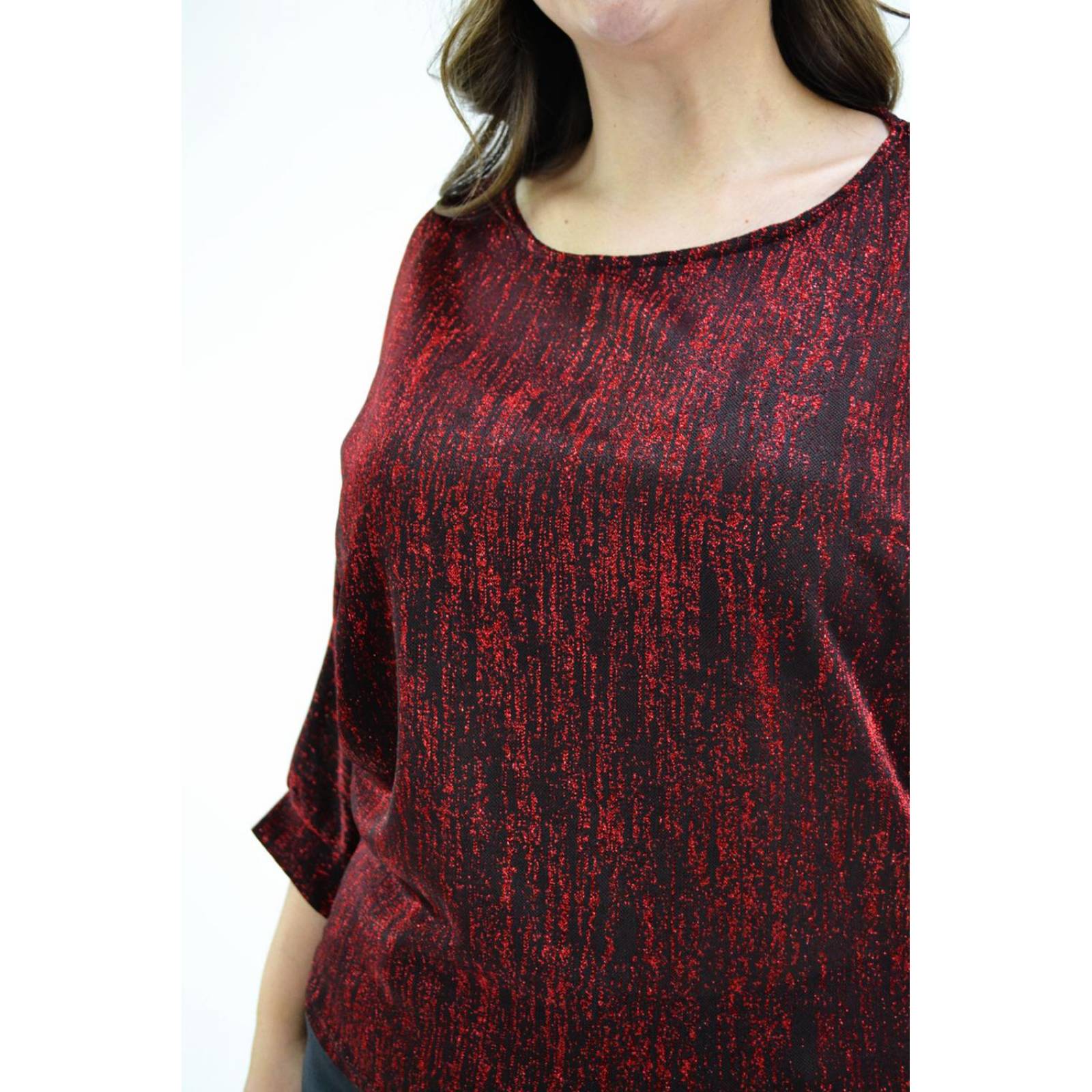 Blusa brillos Roman Fashion /Tallas Extras, 11760 (Rojo) 