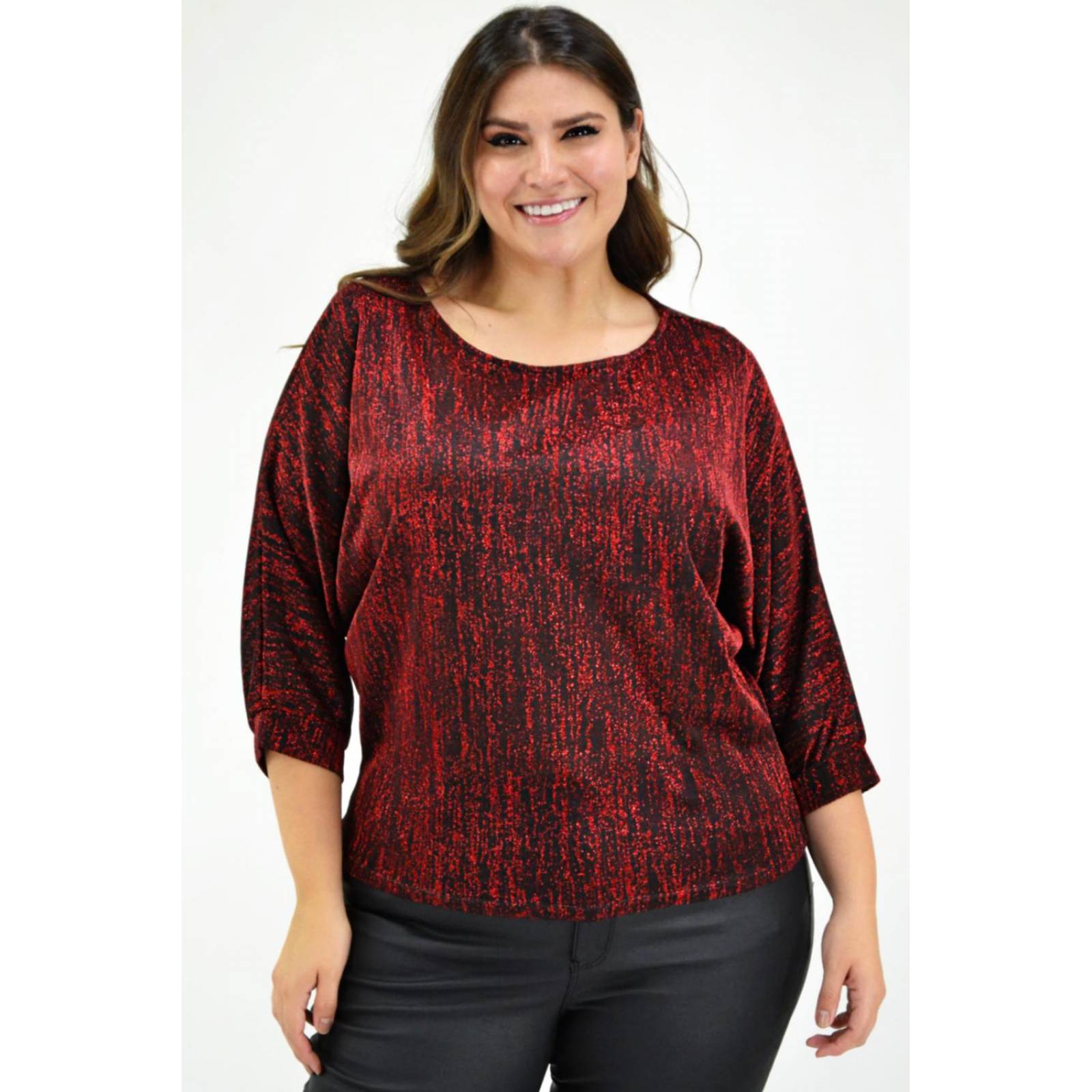 Blusa brillos Roman Fashion /Tallas Extras, 11760 (Rojo) 