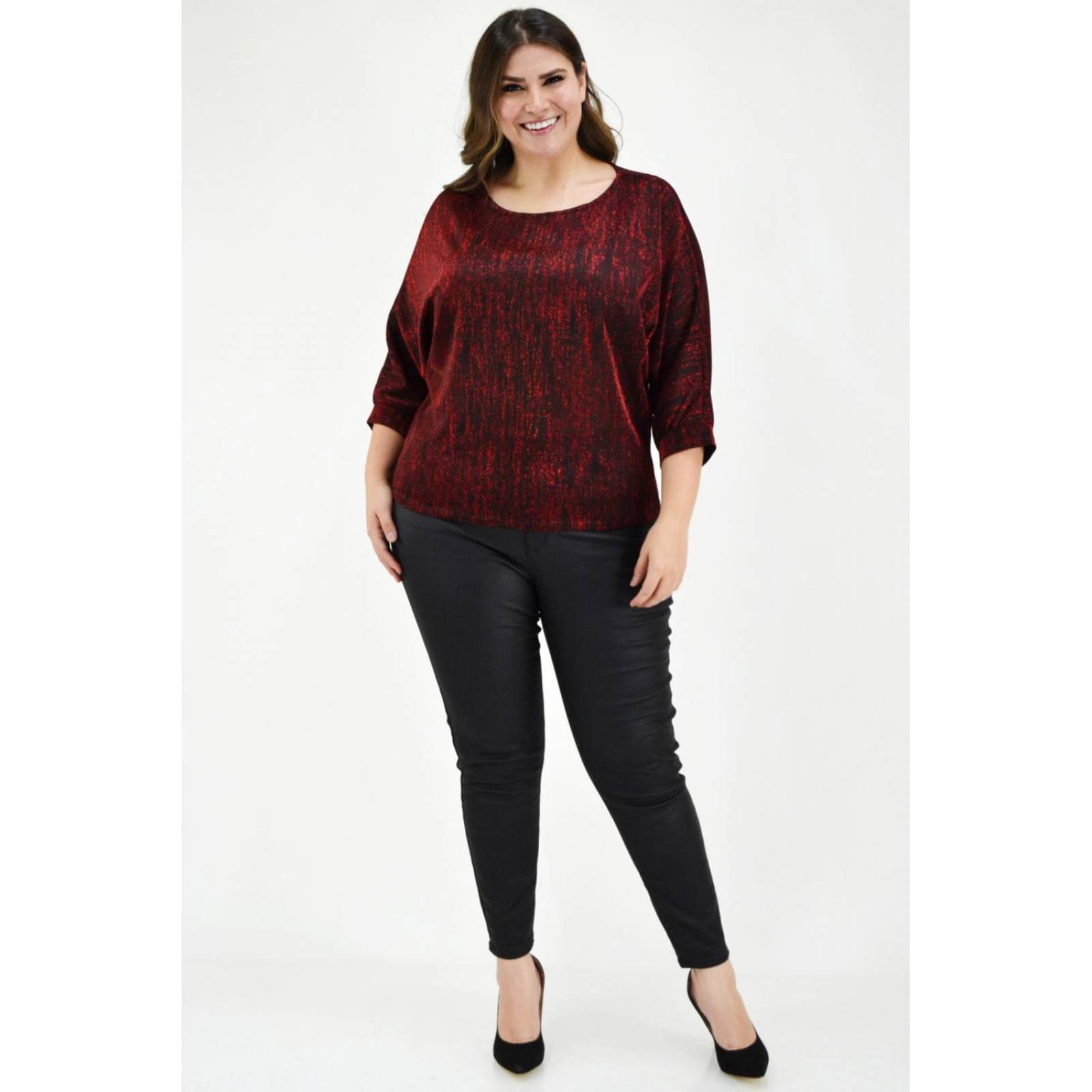Blusa brillos Roman Fashion /Tallas Extras, 11760 (Rojo) 