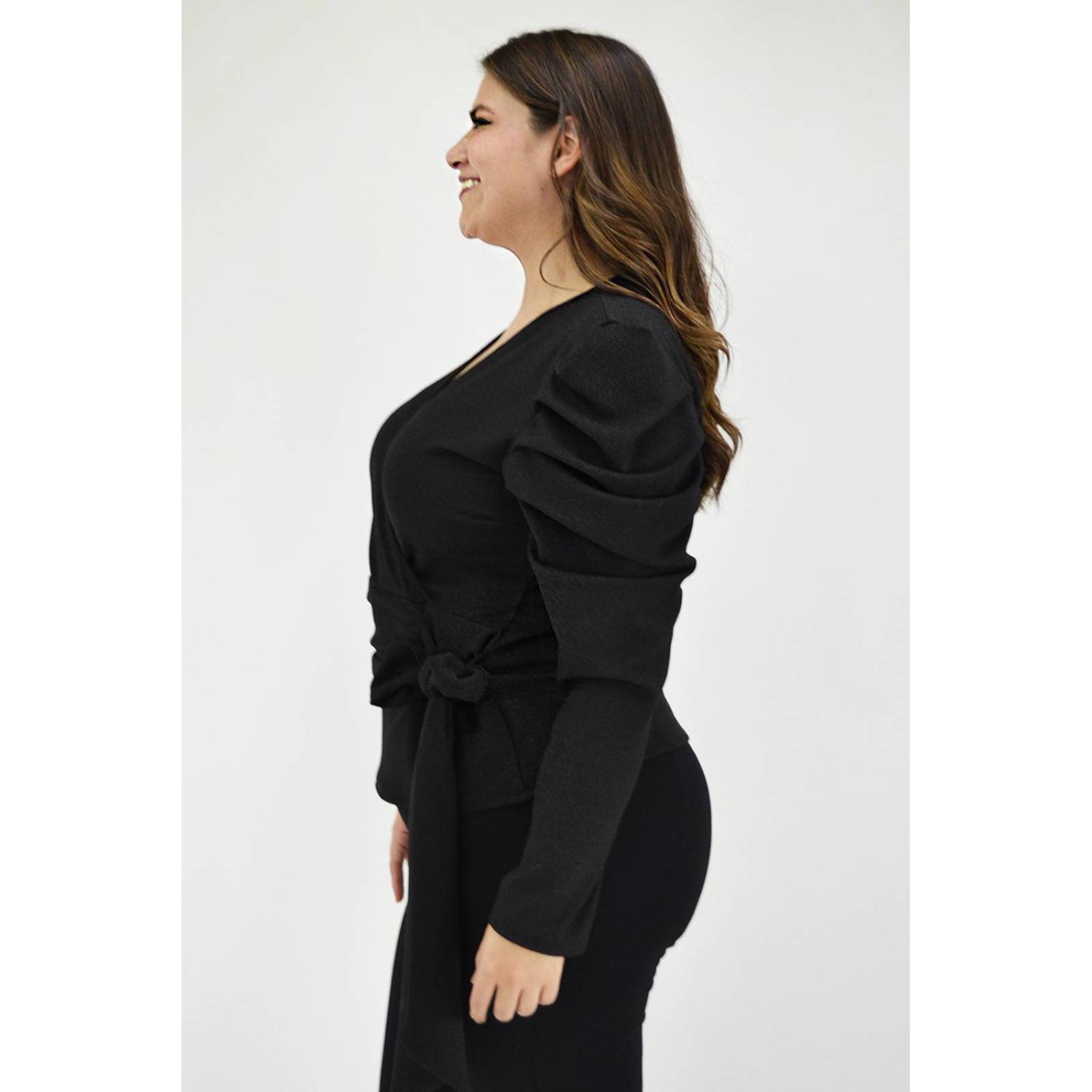 Blusa glitter manga farol Roman Fashion /Tallas Extras, 1764 (Negro)