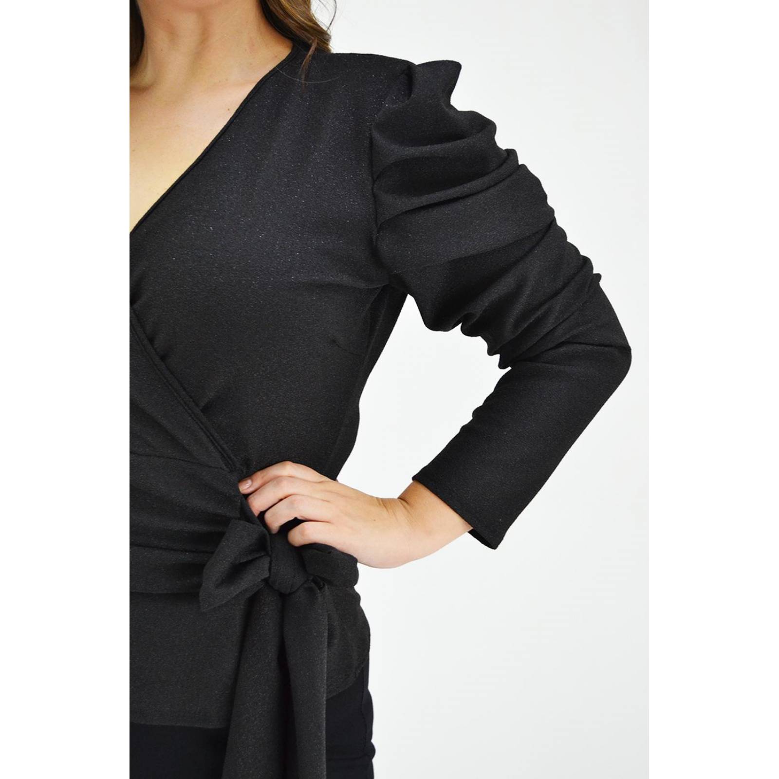 Blusa glitter manga farol Roman Fashion /Tallas Extras, 1764 (Negro)