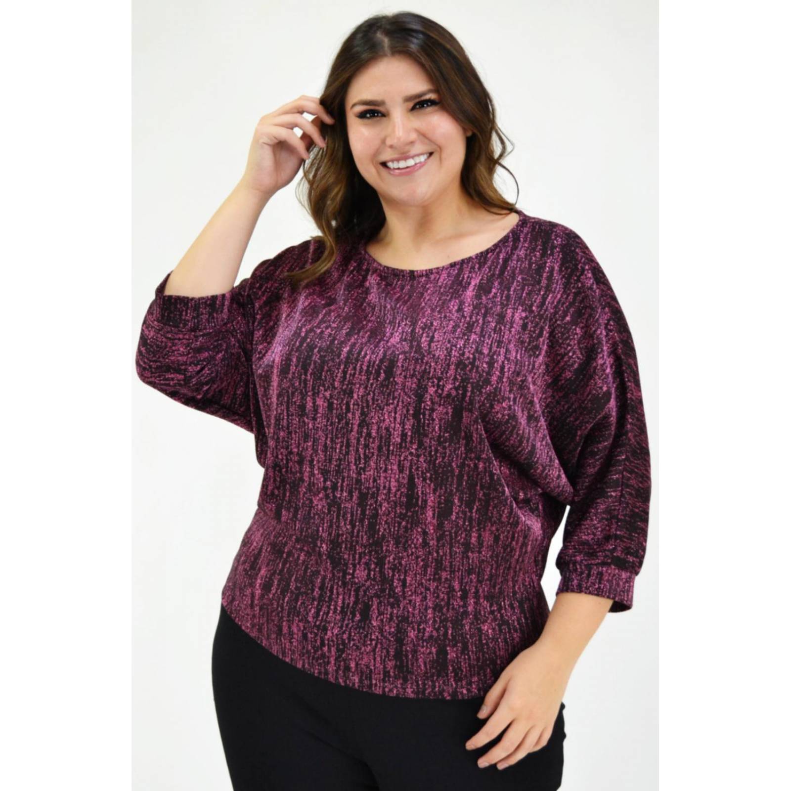 Blusa brillos Roman Fashion /Tallas Extras, 11760 (Rosa) 