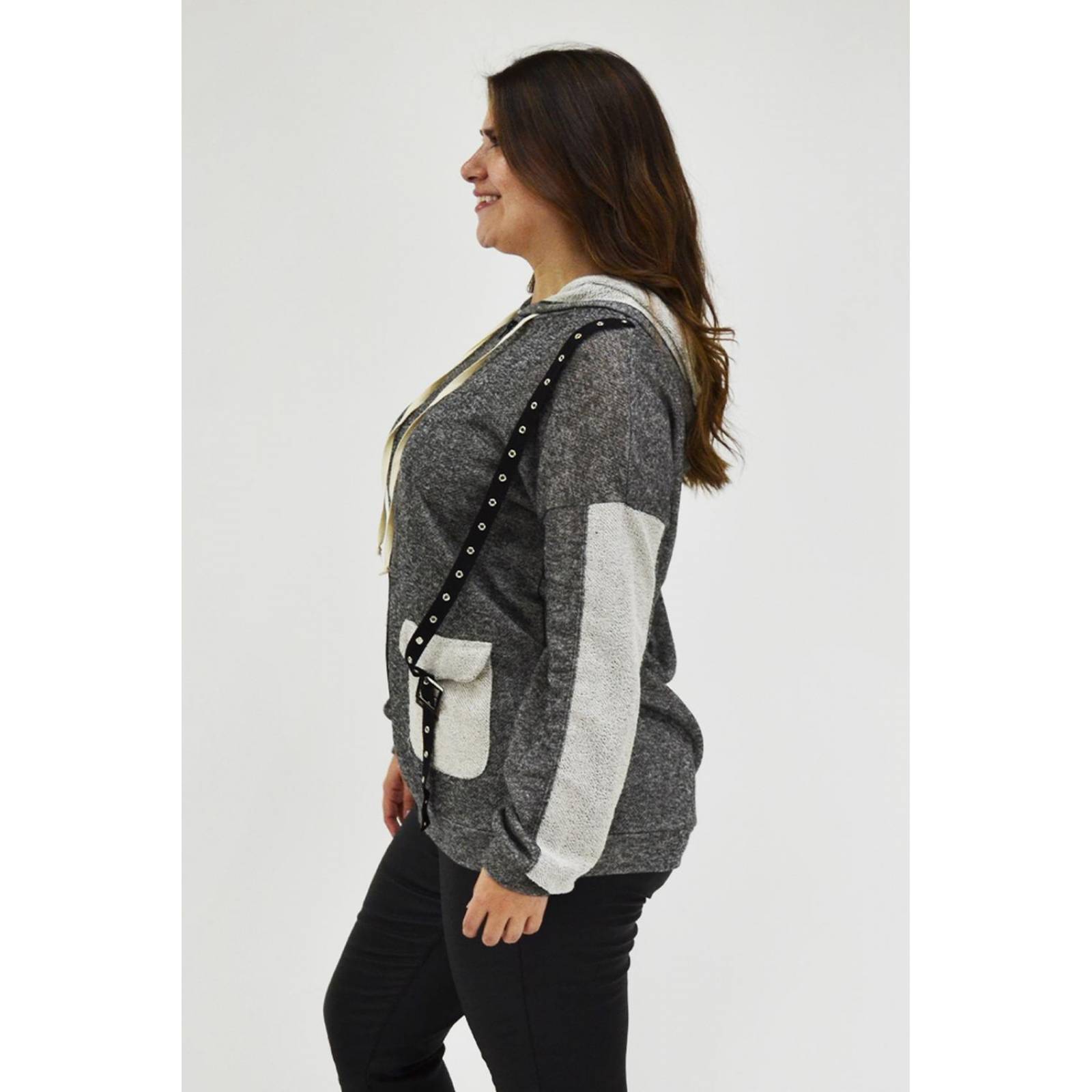 Sudadera cinturon invertido Tallas Extras, 6852 (Gris) 