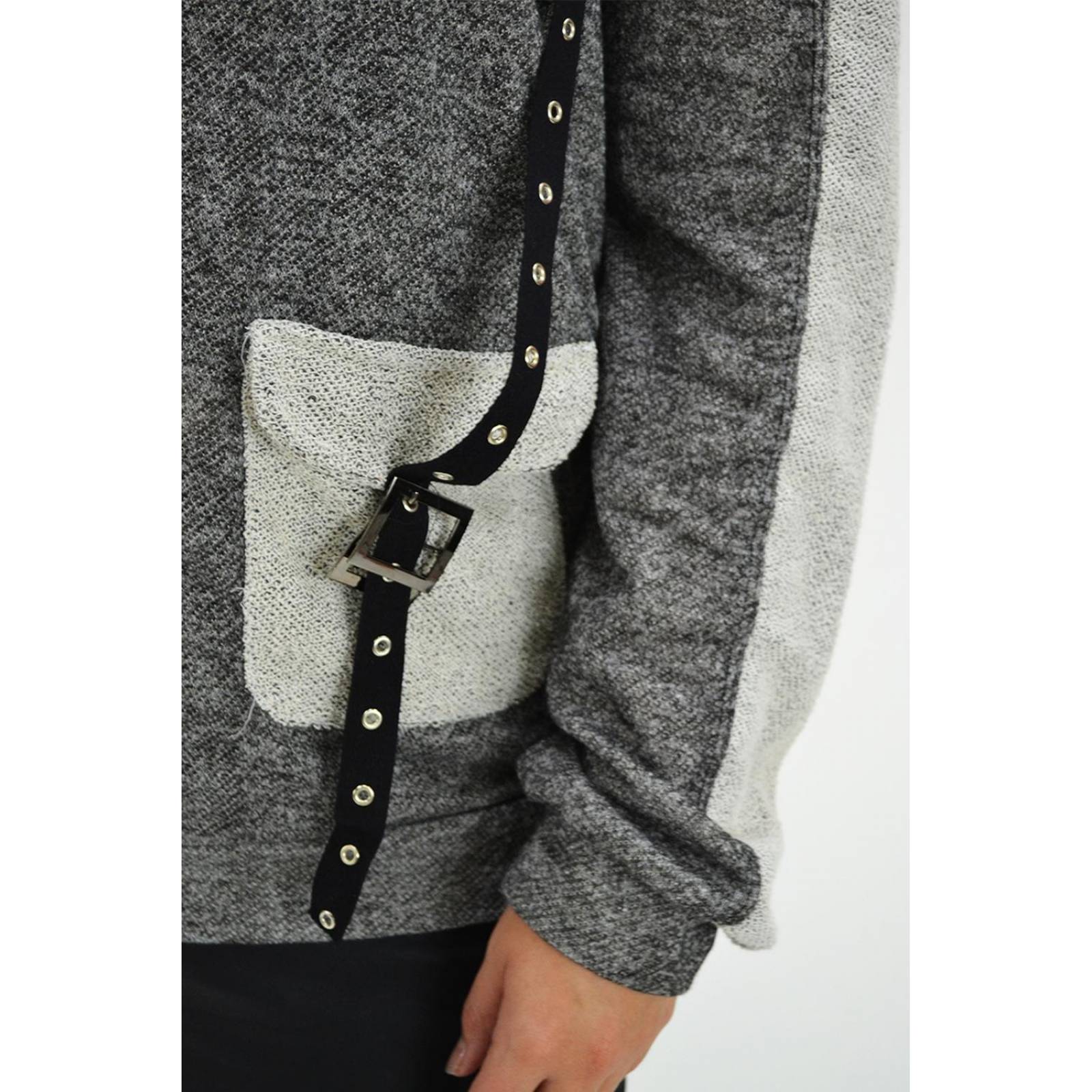 Sudadera cinturon invertido Tallas Extras, 6852 (Gris) 