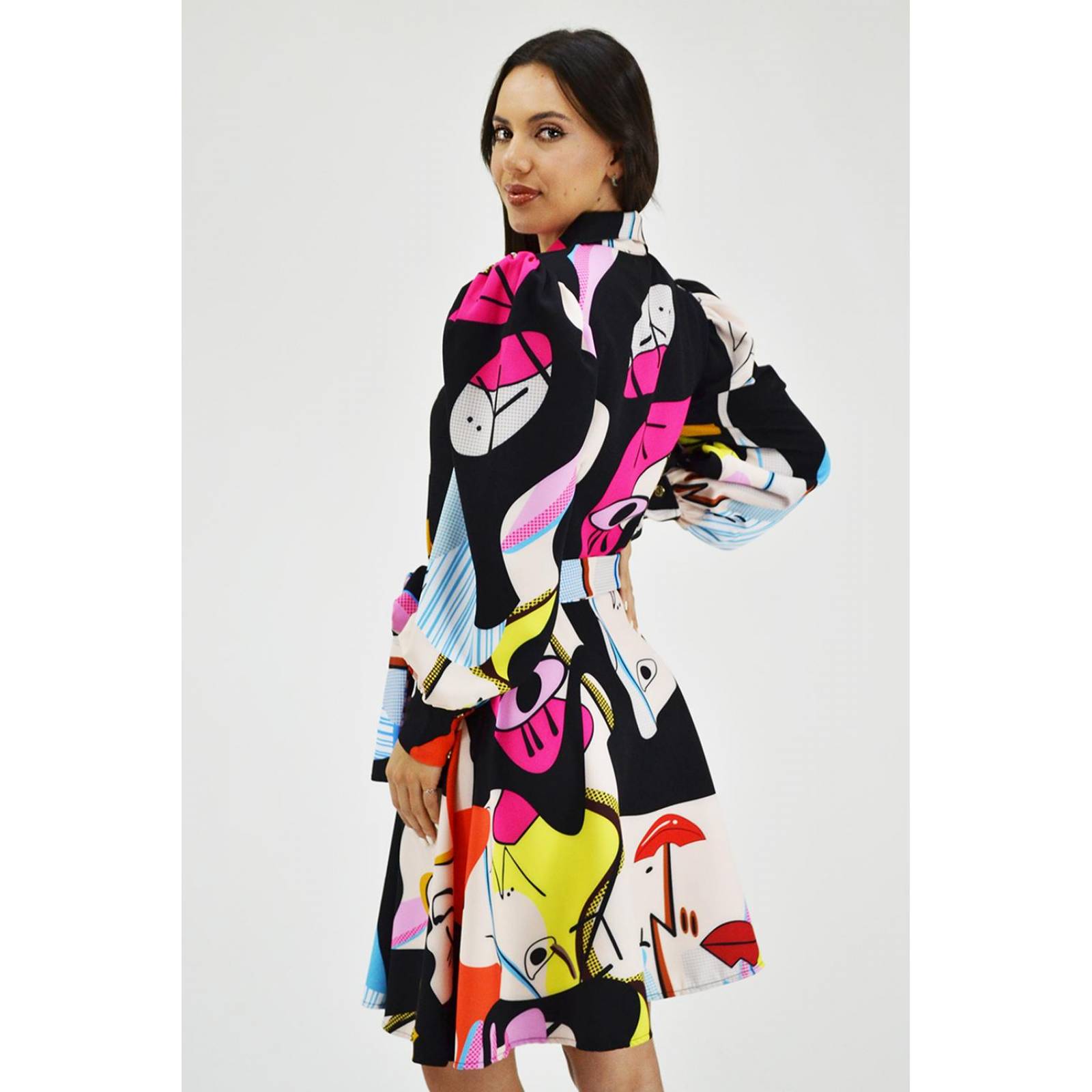 Vestido estampado abstracto Roman Fashion /Juvenil, 003 (Negro) 