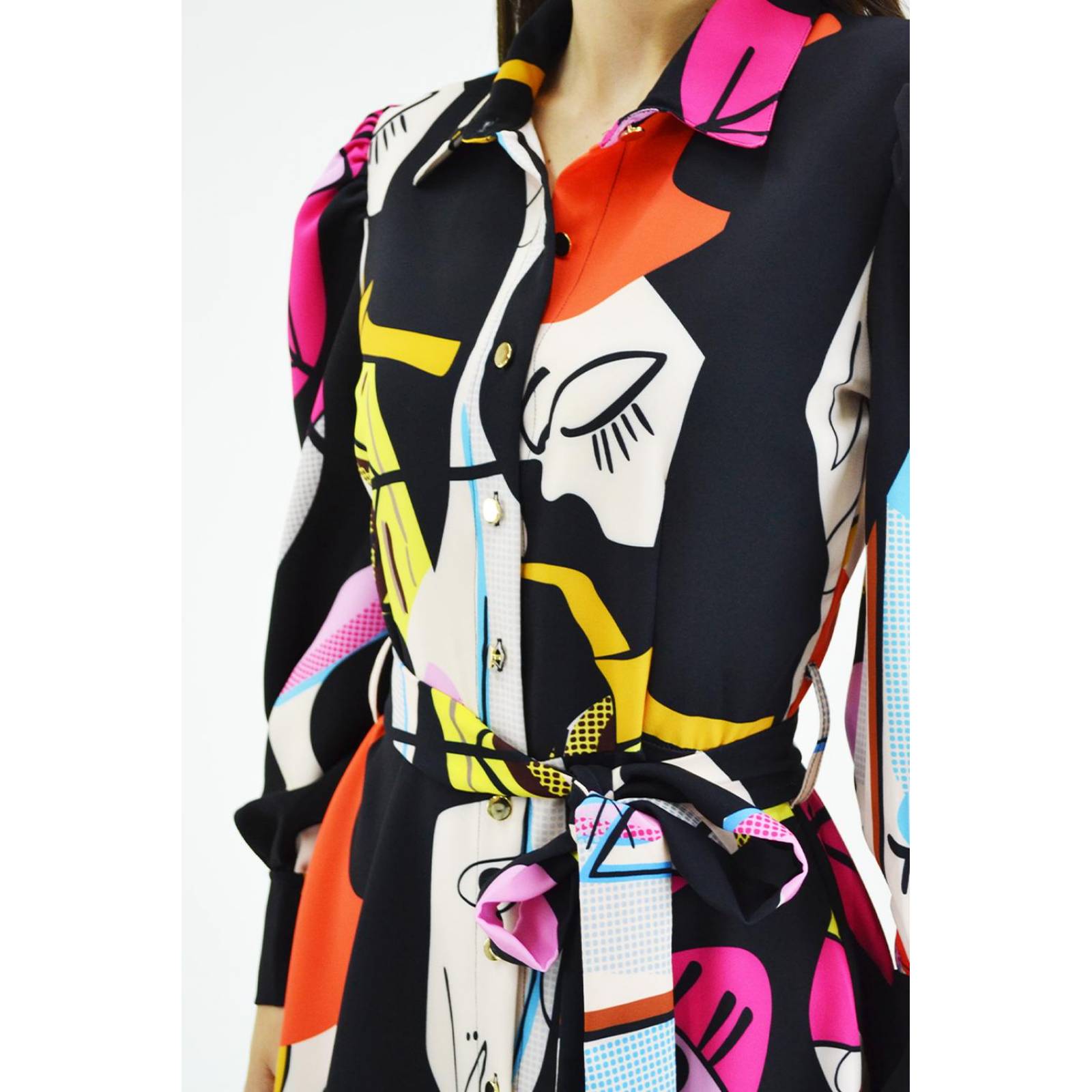 Vestido estampado abstracto Roman Fashion /Juvenil, 003 (Negro) 