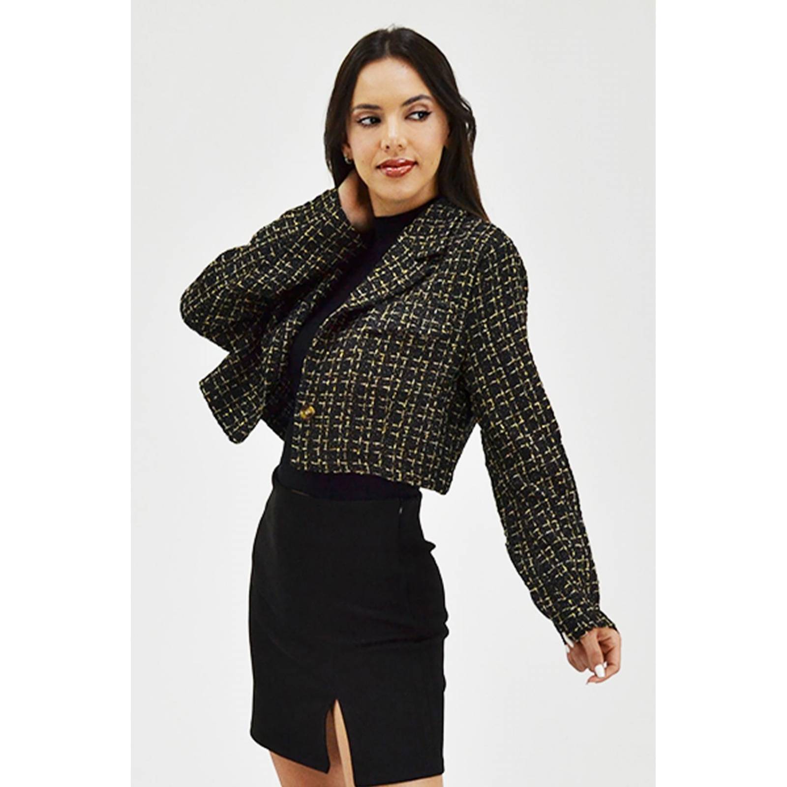 Chaqueta tipo chanel Roman Fashion /Juvenil, 8001 (Negro) 