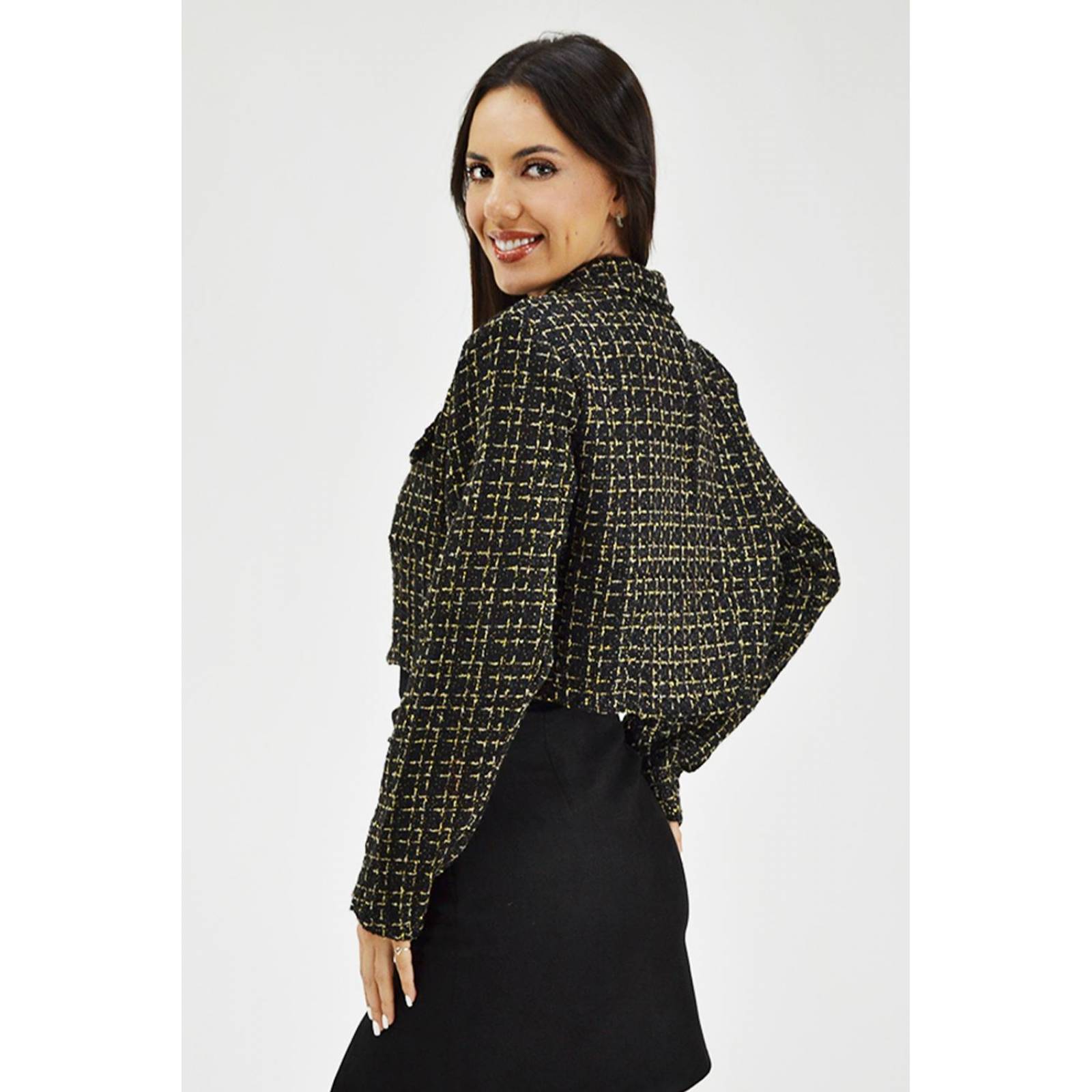 Chaqueta tipo chanel Roman Fashion /Juvenil, 8001 (Negro) 