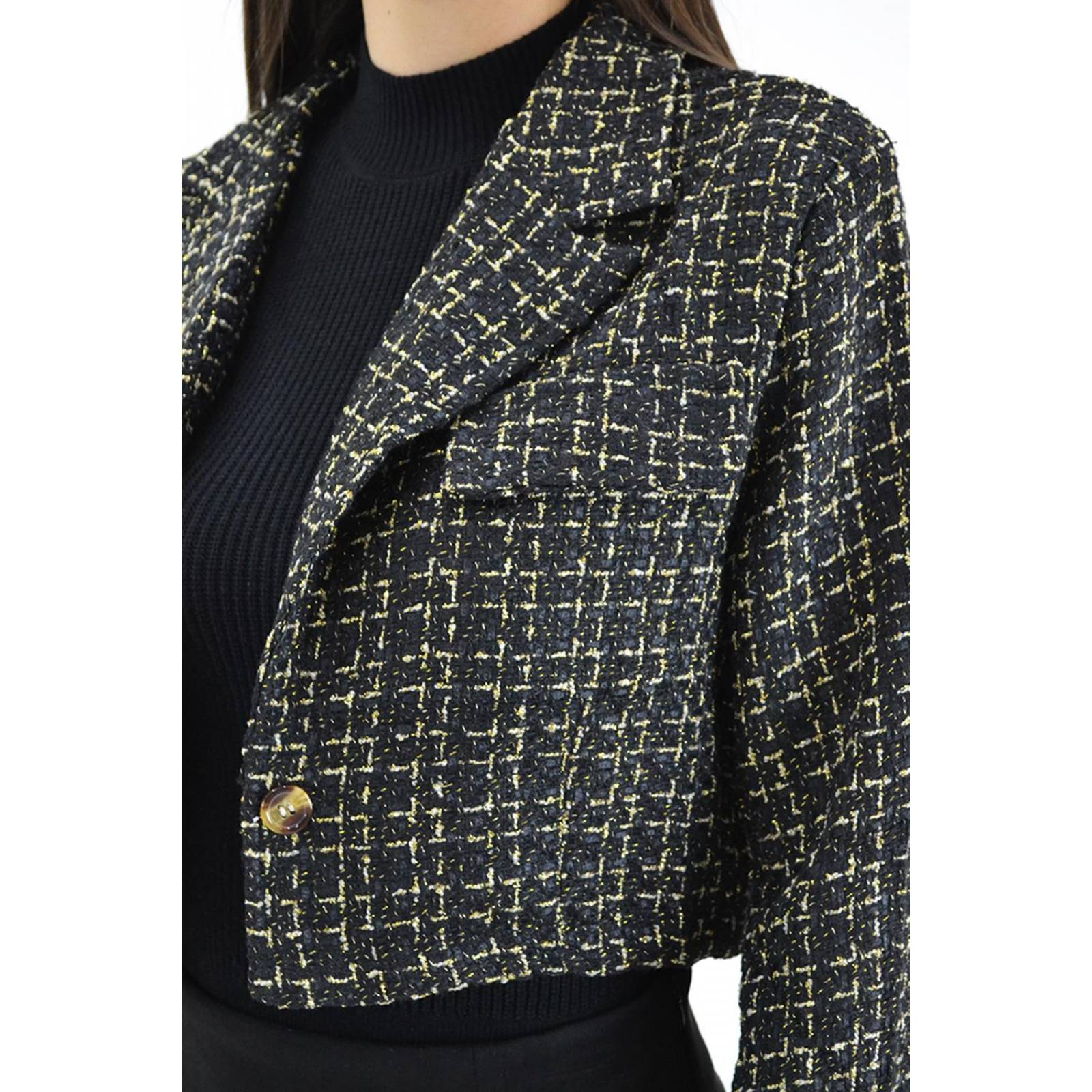 Chaqueta tipo chanel Roman Fashion /Juvenil, 8001 (Negro) 