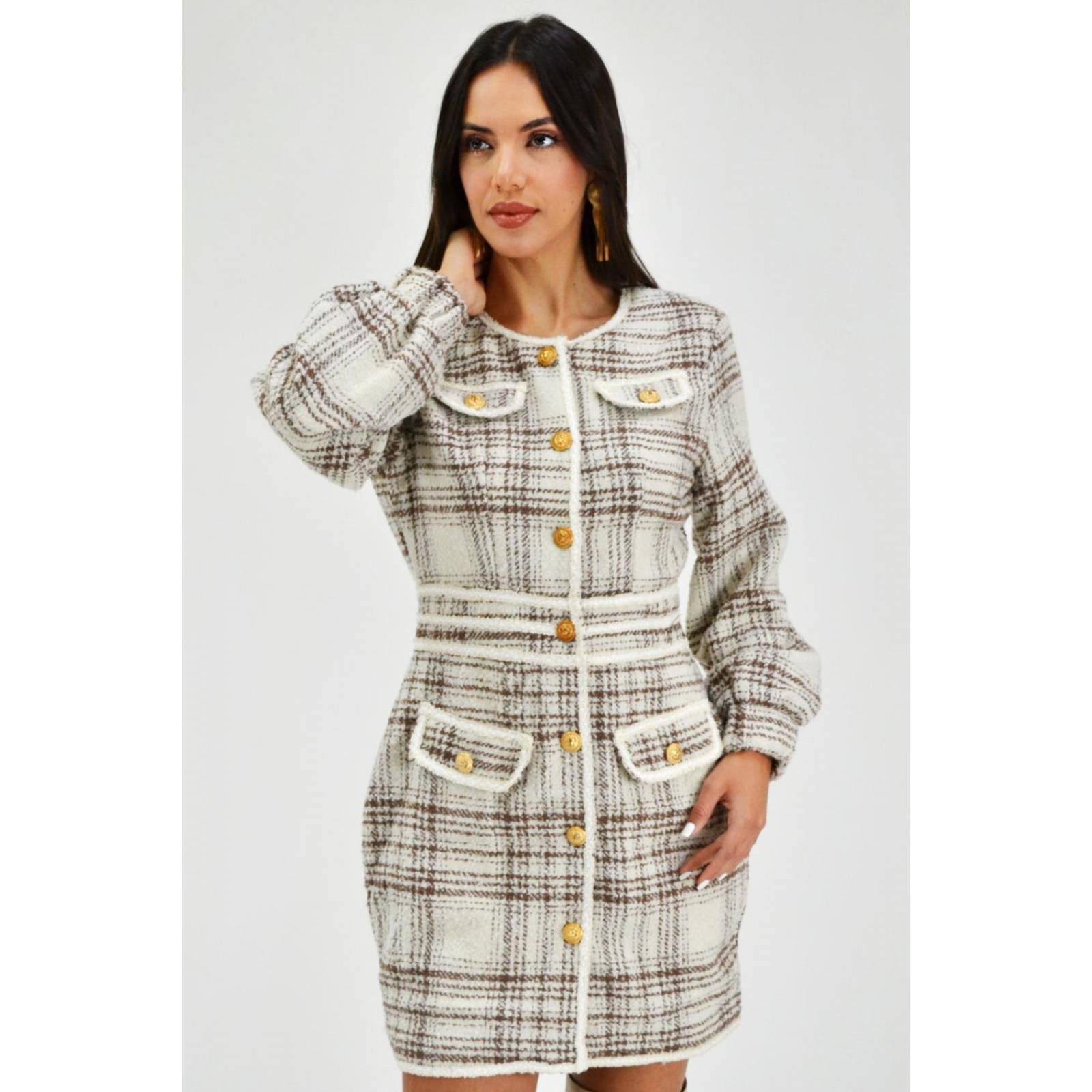 Vestido tipo chanel Roman Fashion /Juvenil, 1577 (Beige) 