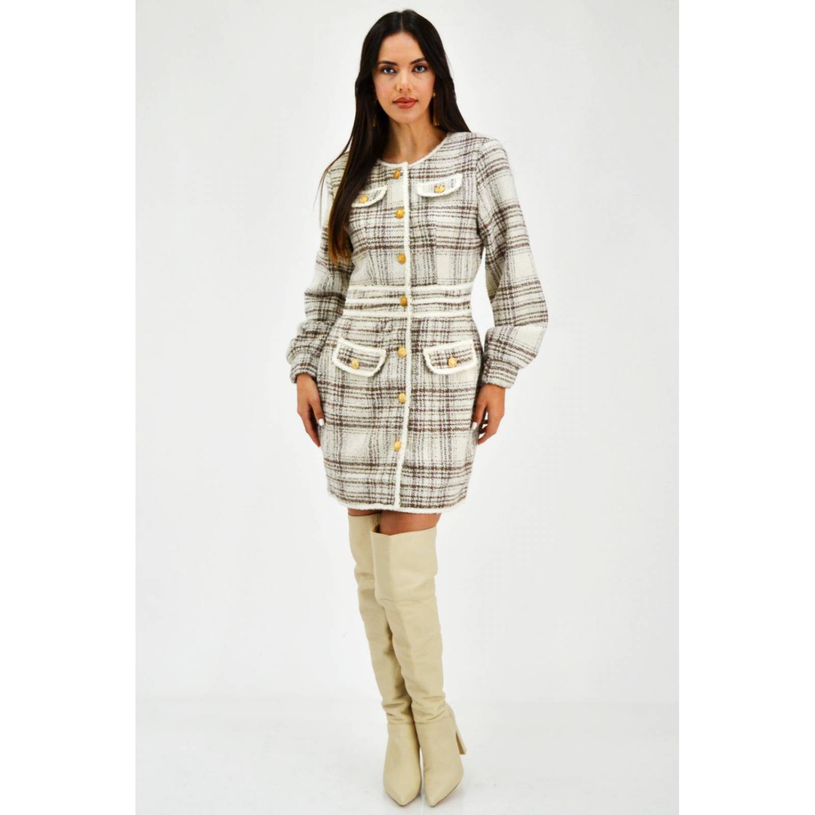 Vestido tipo chanel Roman Fashion /Juvenil, 1577 (Beige) 