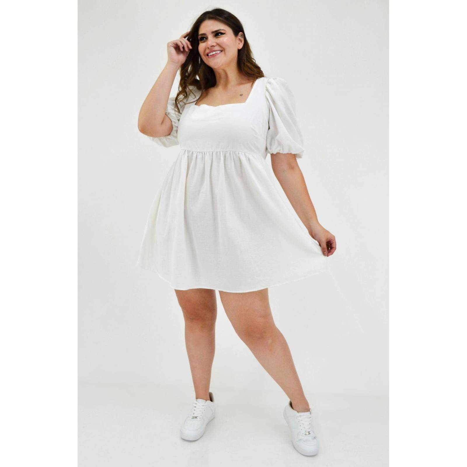 Vestido de algodón Roman Fashion /Tallas Extras, 1008 (Blanco) 