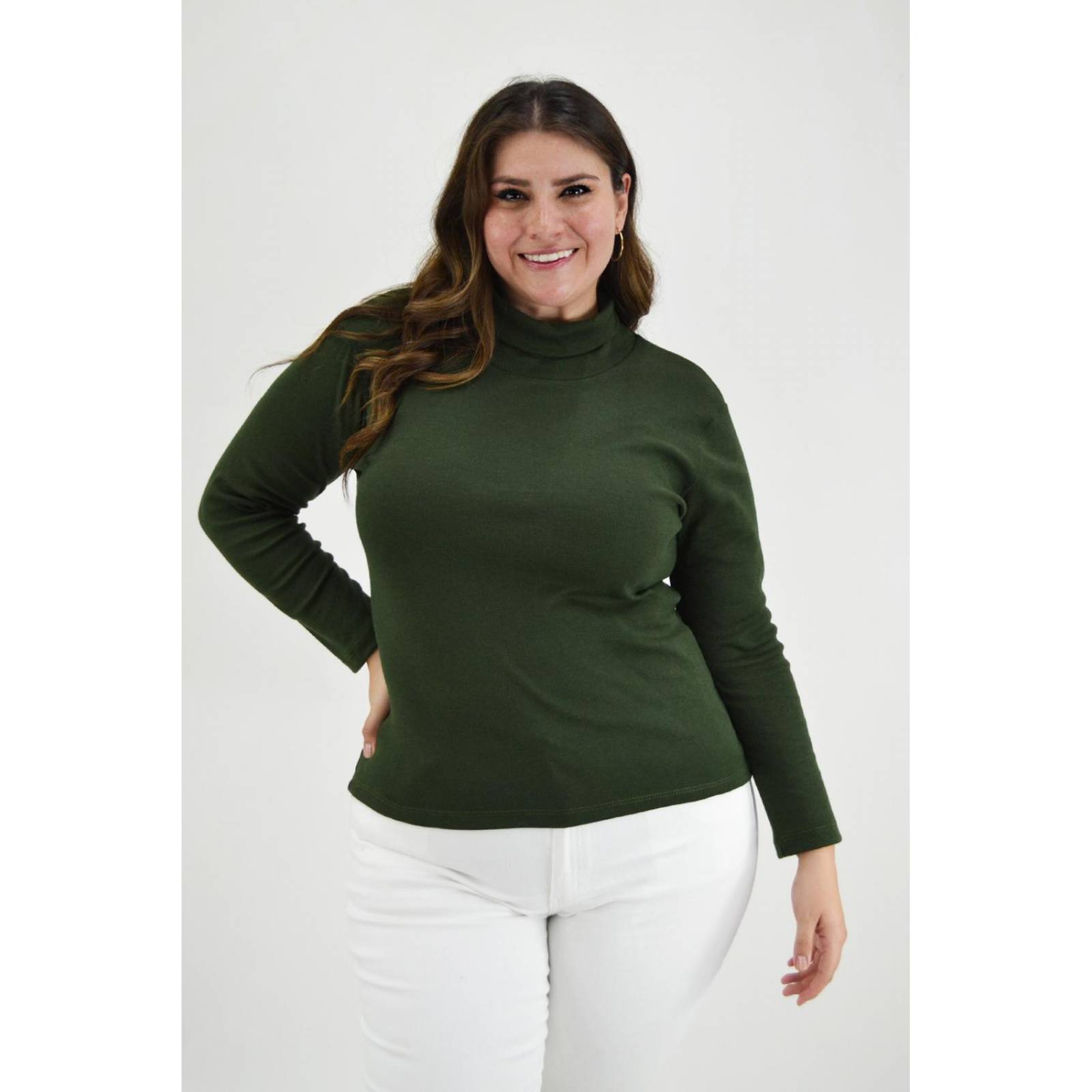 Blusa cuello de tortuga Roman Fashion /Tallas Extras, 316 (Verde militar) 