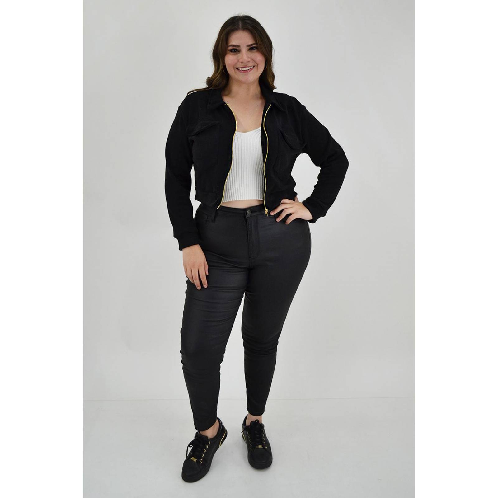 Chamarra corta Roman Fashion /Tallas Extras, 18048 (Negro) 