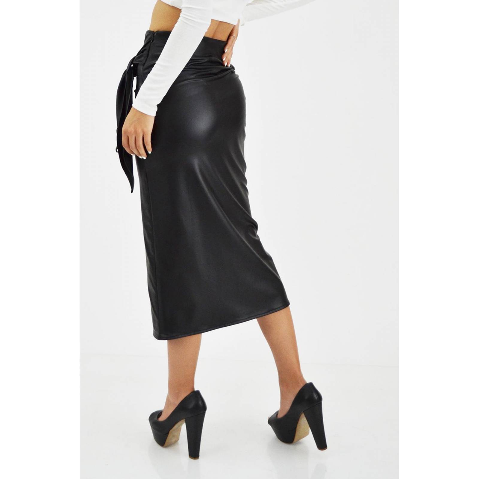 Falda midi efecto piel Roman Fashion /Juvenil, 3133 (Negro) 