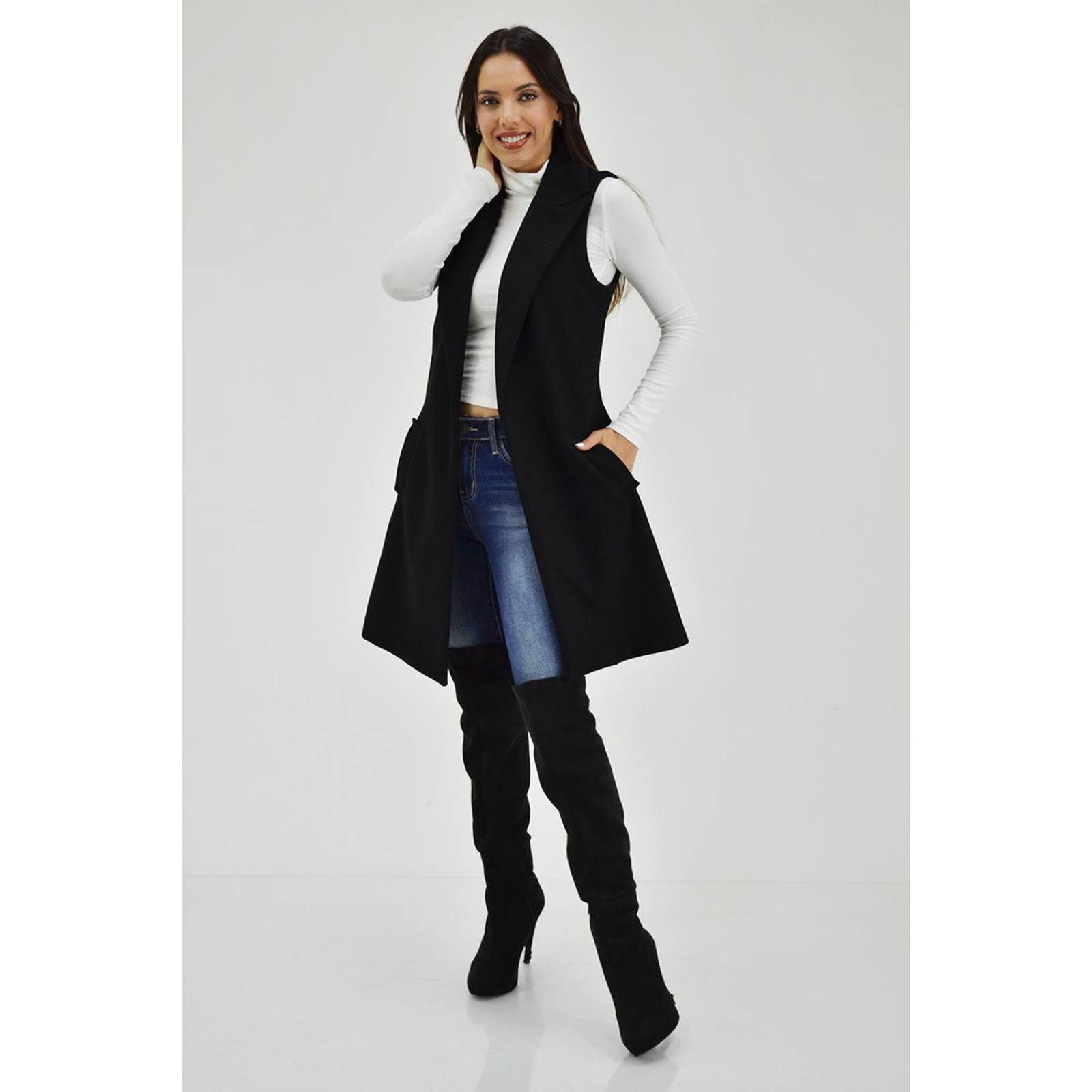 Chaleco con solapa Roman Fashion /Juvenil, 2953 (Negro) 