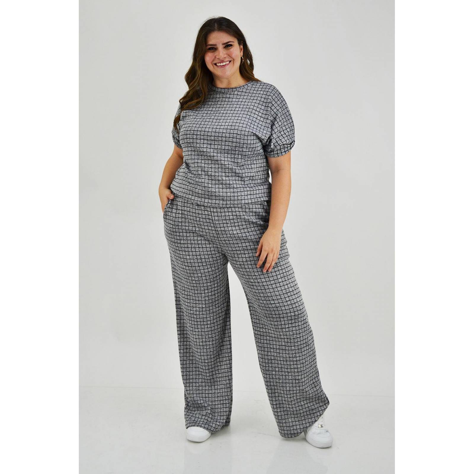 Conjunto cuadros Roman Fashion /Tallas Extras, 18052 (Gris claro) 