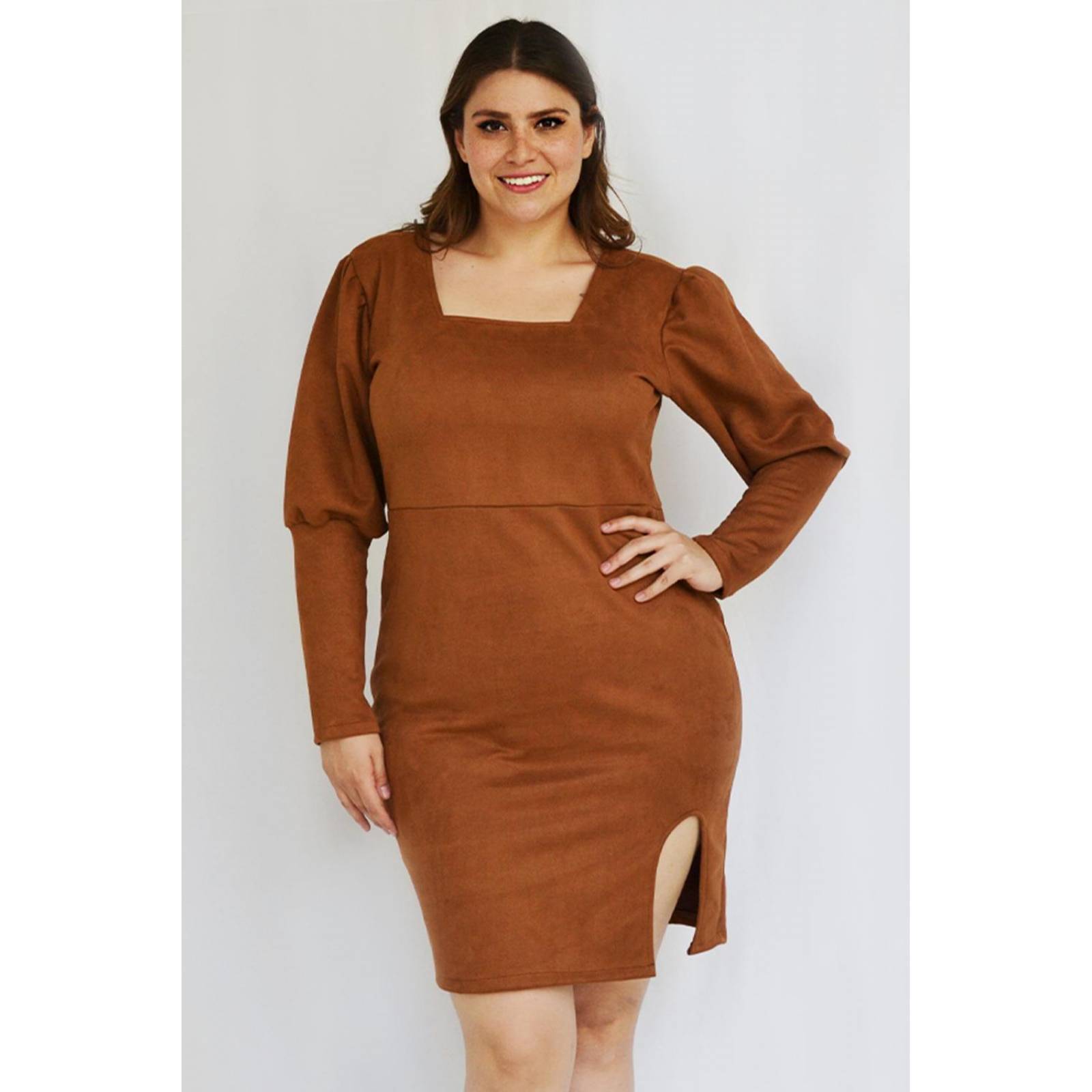 Vestido de gamuza Roman Fashion /Tallas Extras, 4304, (Cafe)